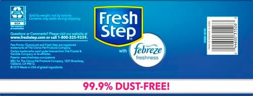 Fresh Step Odor Shield Multi Cat Clumping Cat Litter with Febreze Freshness, Low Dust, Odor Control with Ammonia Block Technology, Compatible in Automatic Litter Boxes, 14 lb.