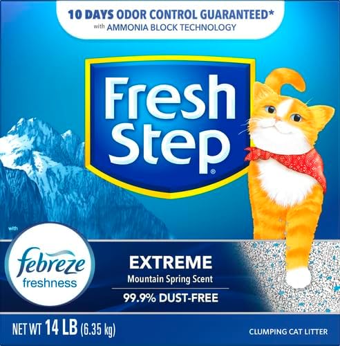 Fresh Step Odor Shield Multi Cat Clumping Cat Litter with Febreze Freshness, Low Dust, Odor Control with Ammonia Block Technology, Compatible in Automatic Litter Boxes, 14 lb.