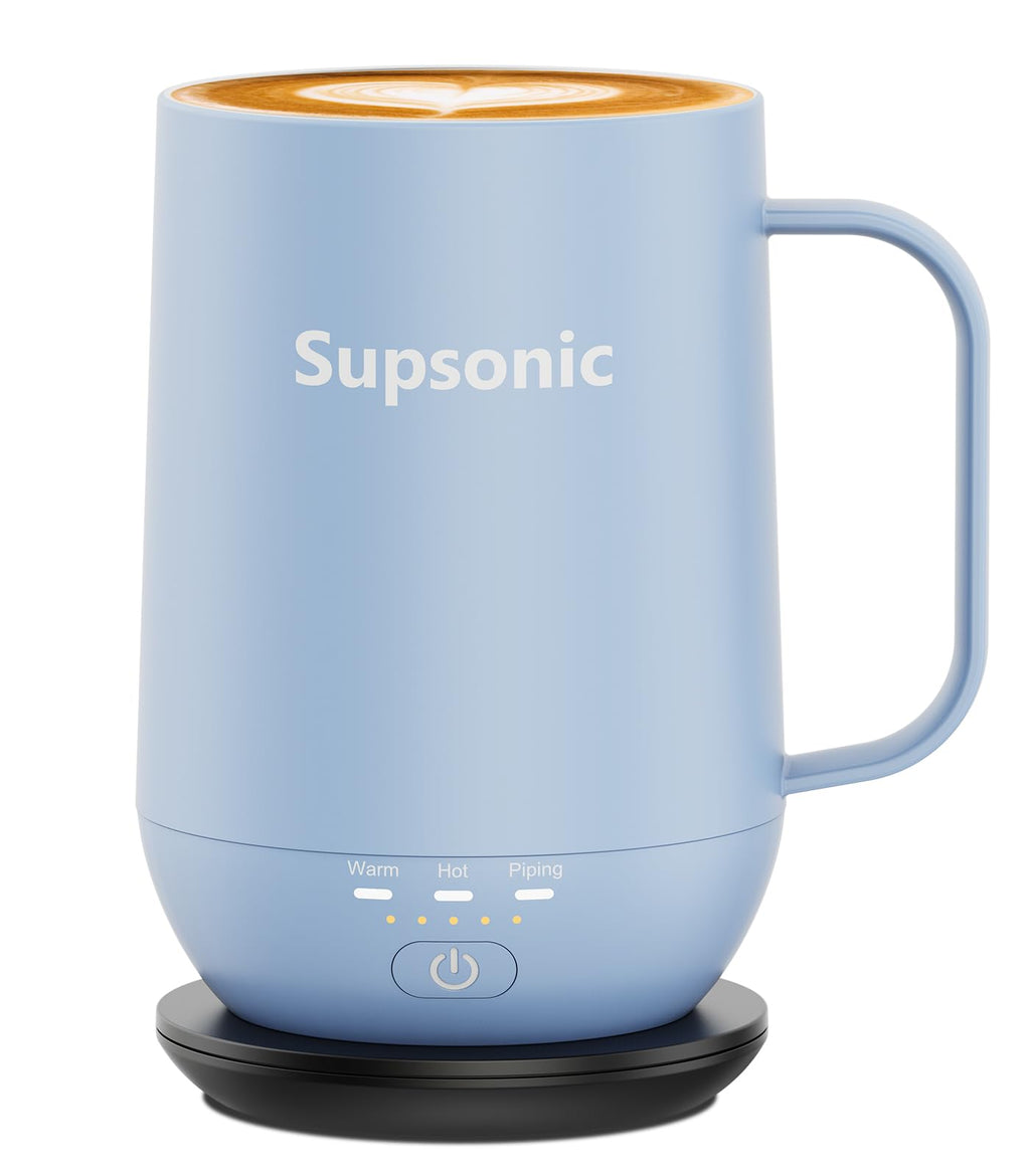 Supsonic - 16oz Self Heating Coffee Mug, Smart Heated Coffee Mug Faster Direct-Contact Heating Up to 149°F, Coffee Mug Warmer Set with Auto Shut-Off - Gifts for Men Women | S2