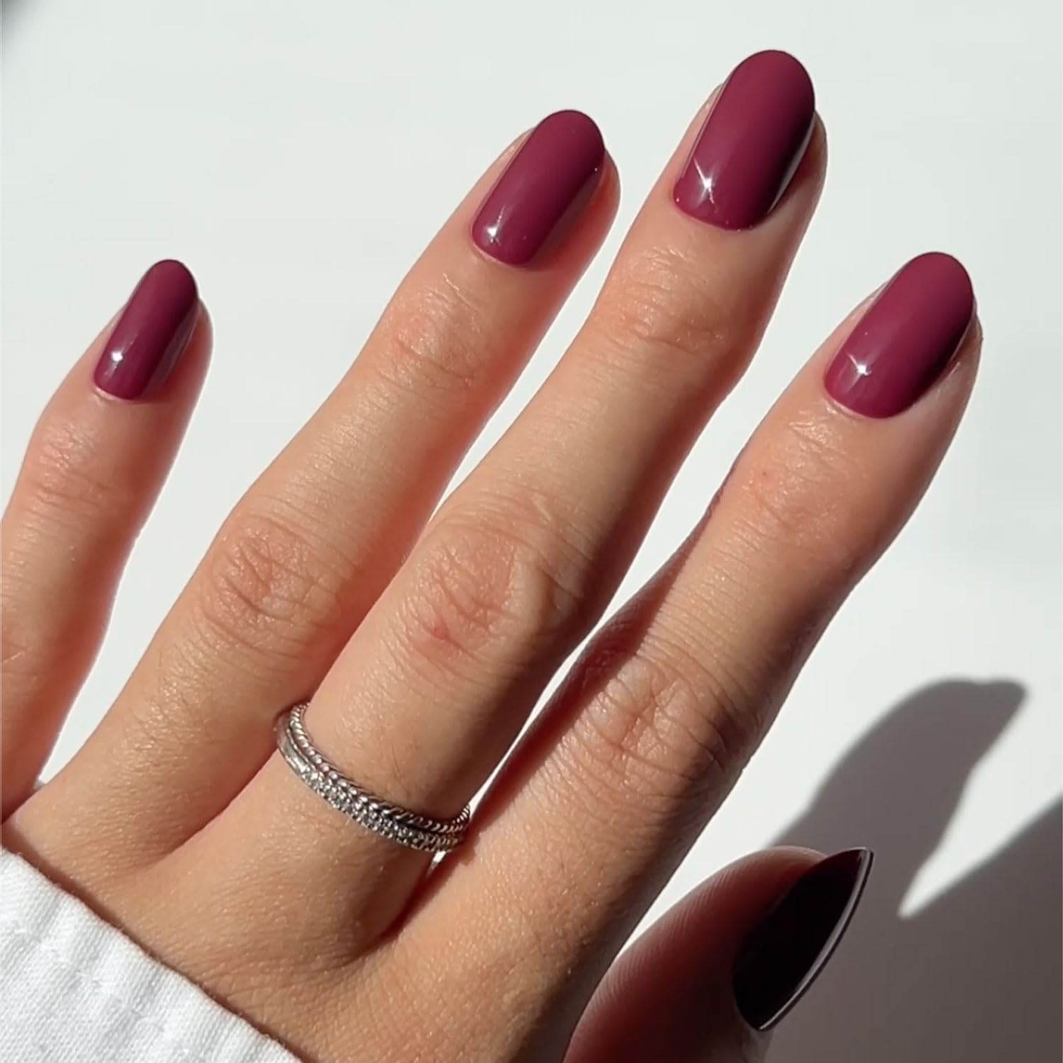 Glamnetic Press On Nails - MaDamn | French Tip UV Finish Short Pointed Almond Fake Nails, Salon Quality Semi-Transparent Nails in 12 Sizes - 24 Nail Kit with Glue