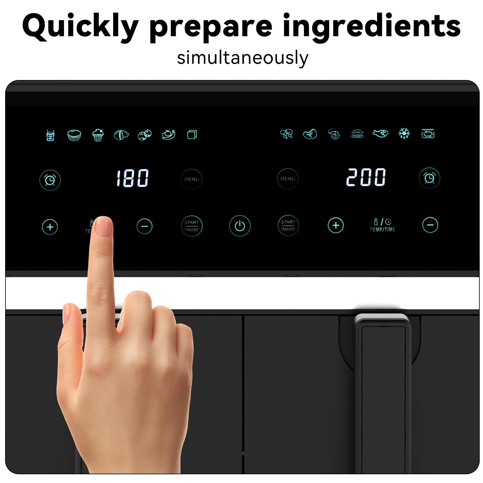 4QT+4QT Dual Basket Air Fryer - Digital Touchscreen, Smart Sync Finish,Auto Shutoff, 2 Independent Nonstick Dishwasher-Safe Frying Baskets - 8 Quart Digital Double Air Fryer