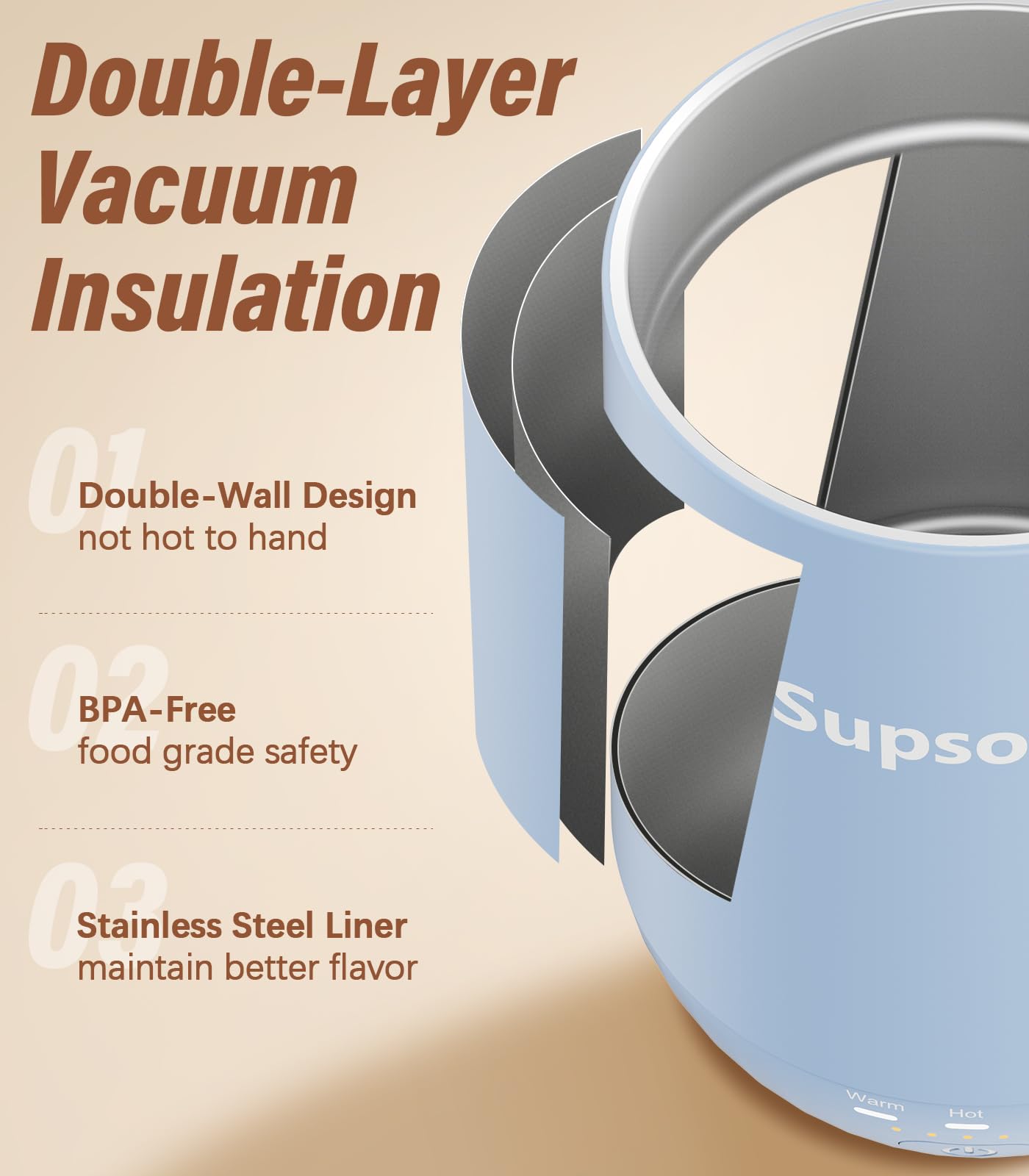 Supsonic - 16oz Self Heating Coffee Mug, Smart Heated Coffee Mug Faster Direct-Contact Heating Up to 149°F, Coffee Mug Warmer Set with Auto Shut-Off - Gifts for Men Women | S2