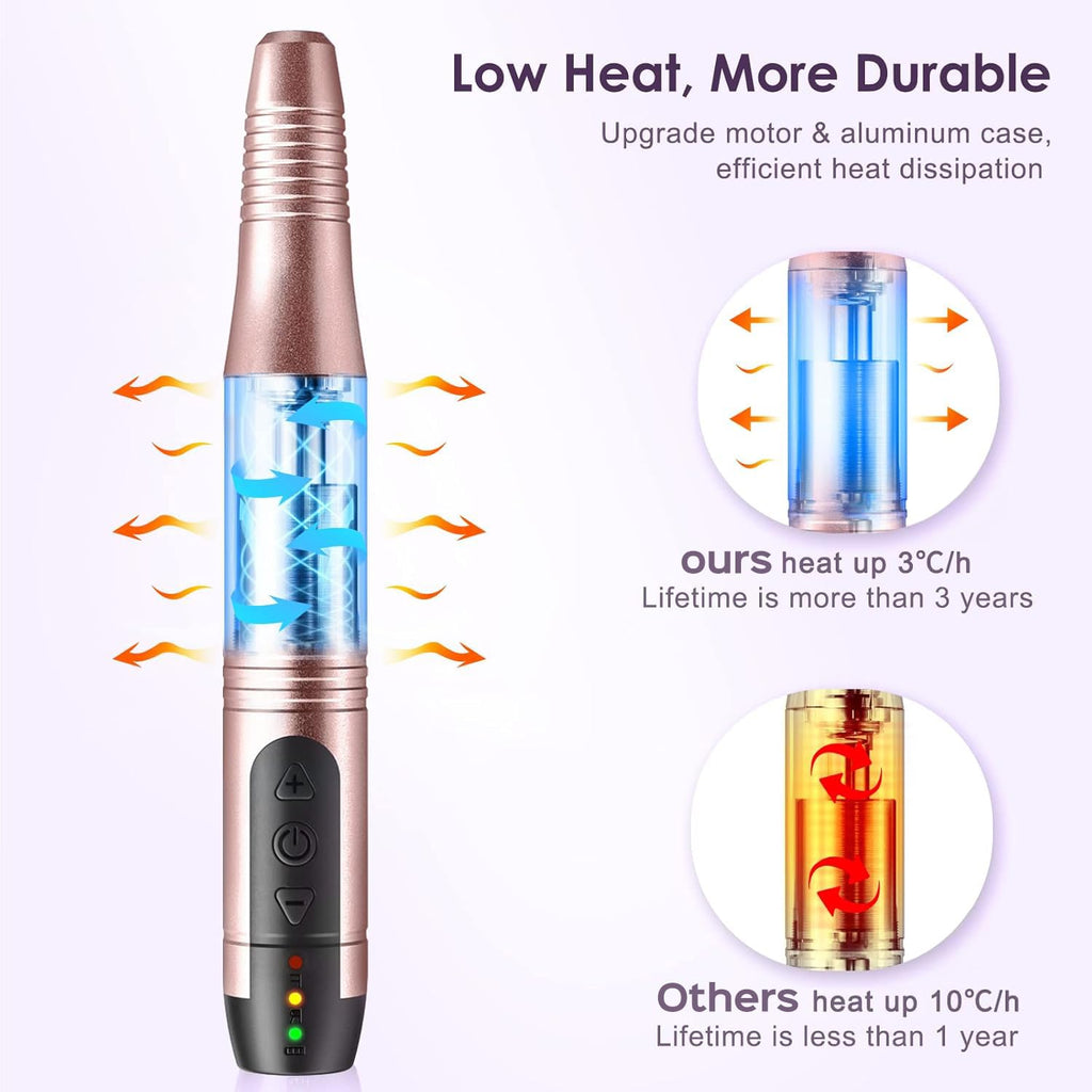 COSLUS C20 Cordless Nail Drill Electric File: Professional for Acrylic Gel Dip Powder Nails, Portable All-in-One Nail Drill Machine Kit for Manicure & Pedicure, Rechargeable Lightweight, Purple
