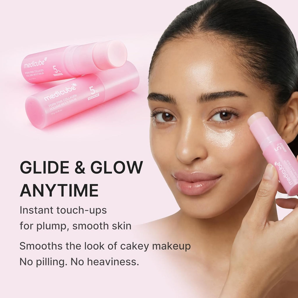 medicube PDRN Pink Collagen Volume Multi Balm Stick | Volufiline, PDRN, NAD, Collagen | Face & Body Balm for Under-Eyes, Neck, Forehead, Smile Lines, Lips | Plumping, Radiance, Line Care | K-Beauty