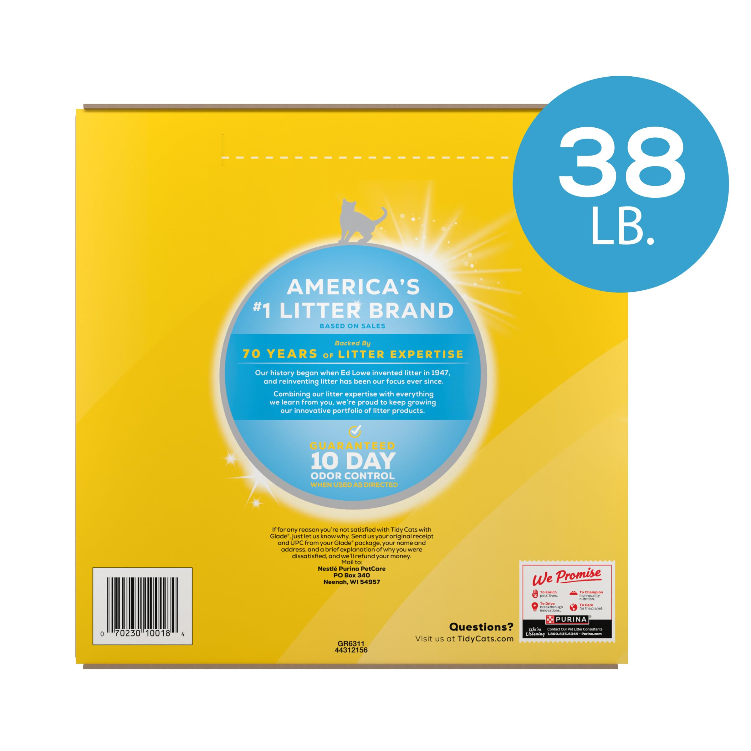 Purina Tidy Cats Lightweight Cat Litter, Clumping Multi Cat, Glade Clear Springs Odor Control, Low Dust, 38 lb. Box