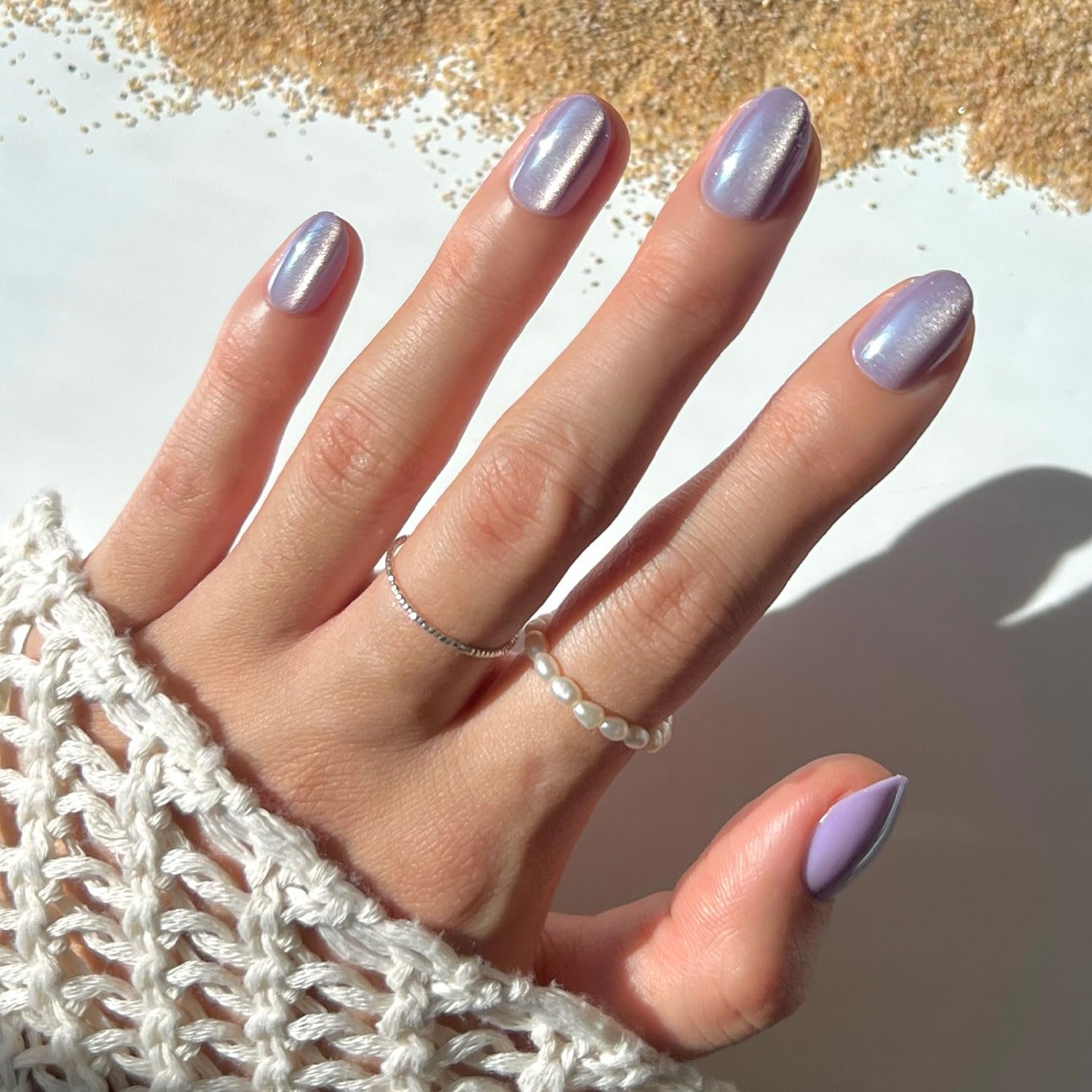 Glamnetic Press On Nails - MaDamn | French Tip UV Finish Short Pointed Almond Fake Nails, Salon Quality Semi-Transparent Nails in 12 Sizes - 24 Nail Kit with Glue