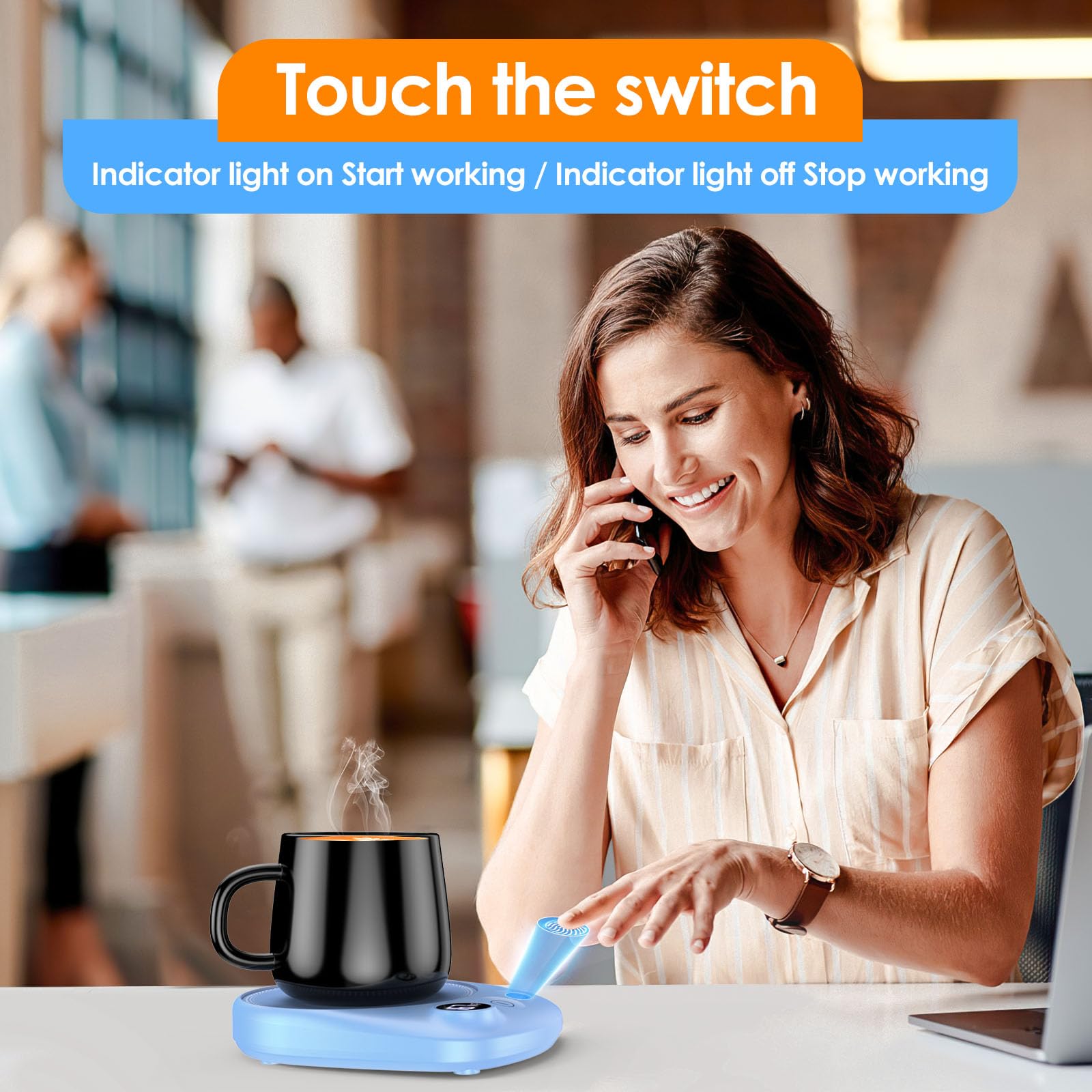Coffee Mug Warmer - Fastest Heating & Highest Temperature, Coffee Cup Warmer for Desk Auto Shut Off, 4 Temp Settings & 1-12H Timer, Smart Electric Beverage Warmer for Coffee, Tea (Black)