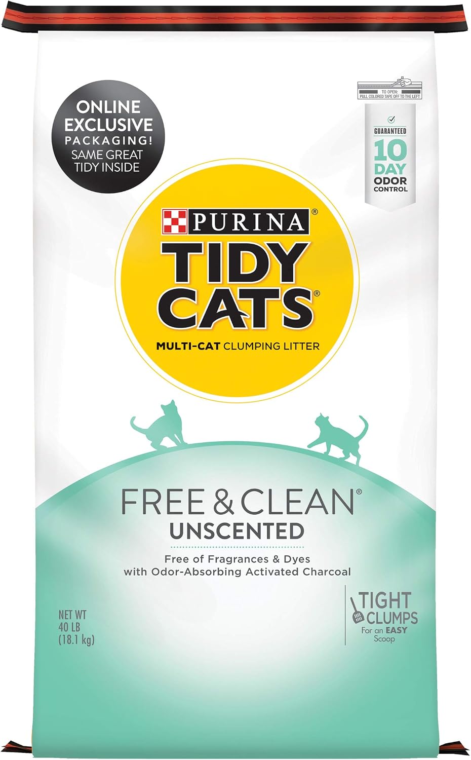 Purina Tidy Cats Free and Clean Unscented Clumping Cat Litter with Odor Control - 38 lb. Box