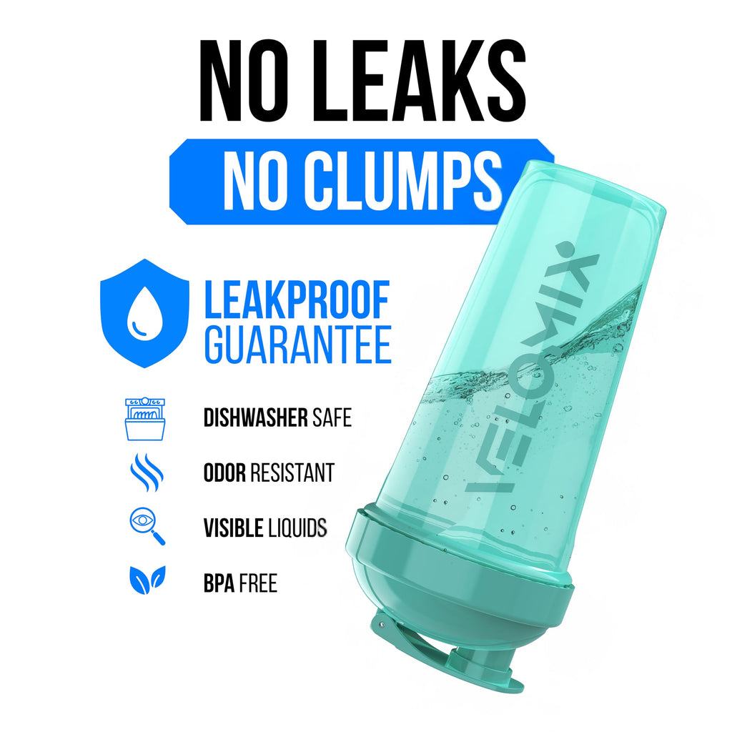 VELOMIX -2 Pack- 28 oz Protein Shaker Bottles for Protein Mixes - 2x Wire Whisk | Leak Proof Shaker Cups for Protein Shakes | Protein Shaker Bottle Pack (Black/Transparent)