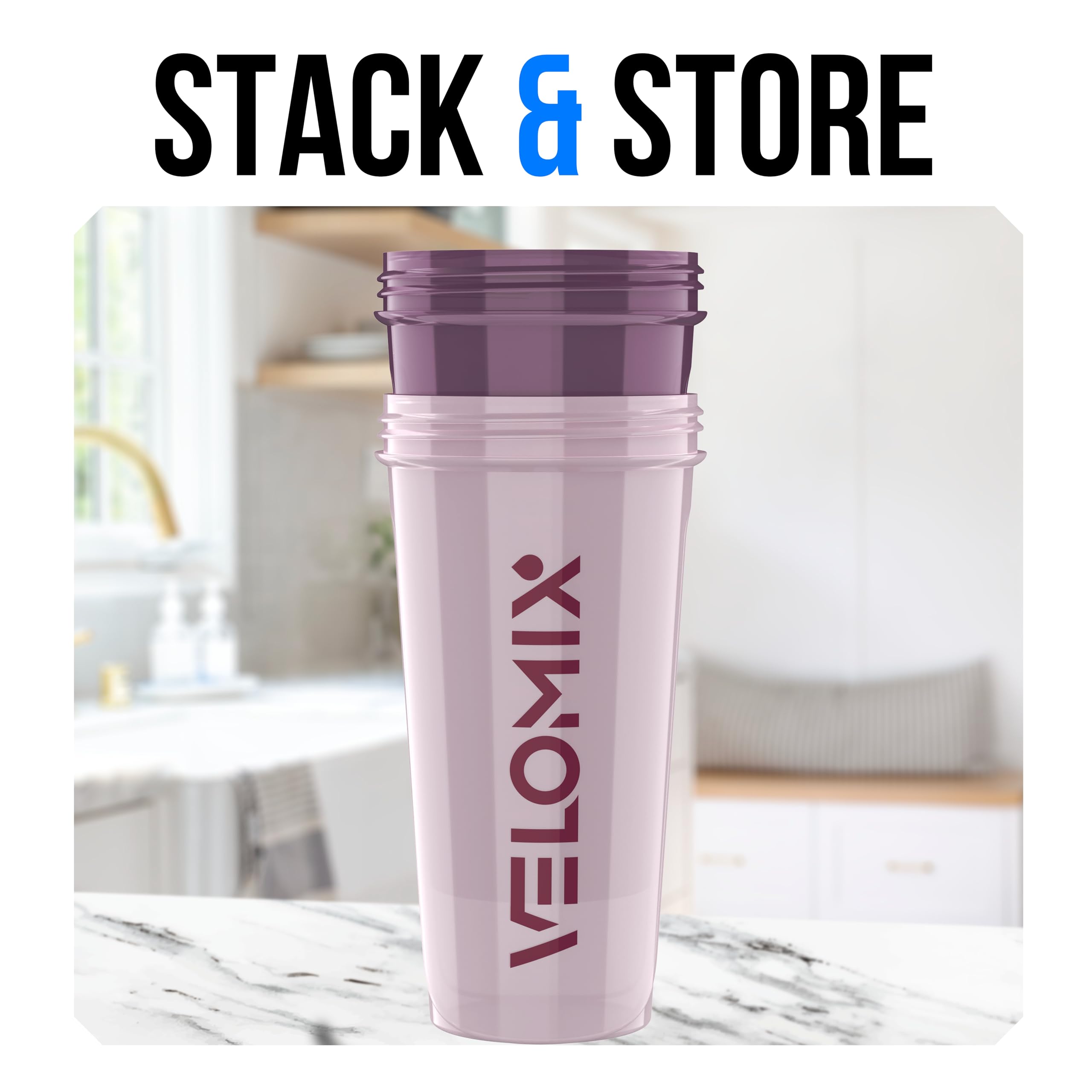 VELOMIX -2 Pack- 28 oz Protein Shaker Bottles for Protein Mixes - 2x Wire Whisk | Leak Proof Shaker Cups for Protein Shakes | Protein Shaker Bottle Pack (Black/Transparent)