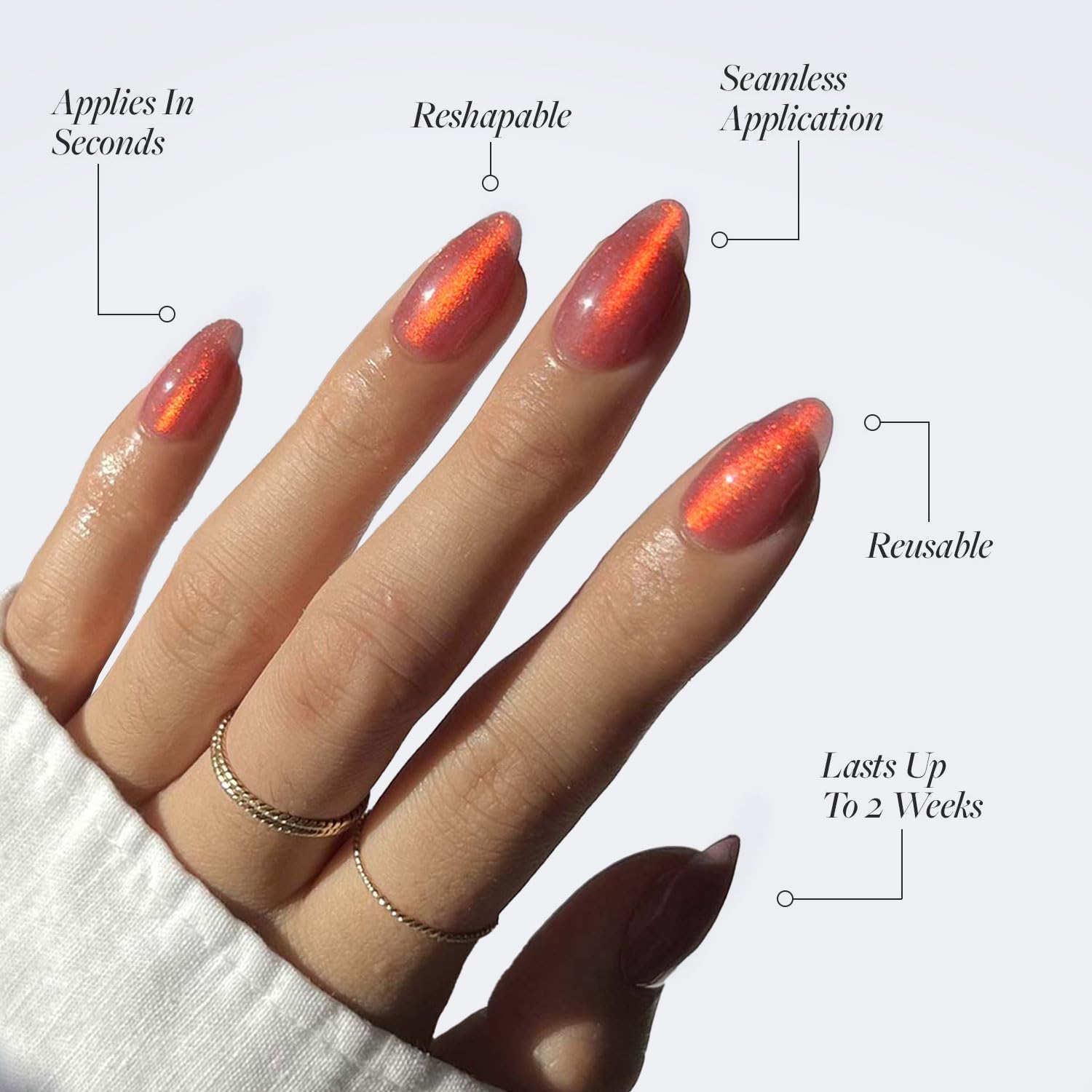 Glamnetic Press On Nails - MaDamn | French Tip UV Finish Short Pointed Almond Fake Nails, Salon Quality Semi-Transparent Nails in 12 Sizes - 24 Nail Kit with Glue