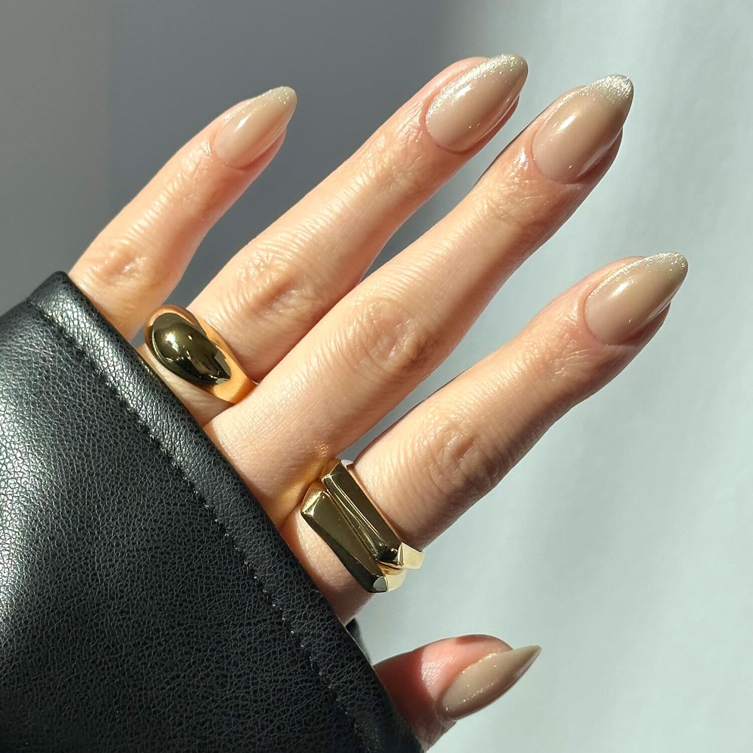 Glamnetic Press On Nails - MaDamn | French Tip UV Finish Short Pointed Almond Fake Nails, Salon Quality Semi-Transparent Nails in 12 Sizes - 24 Nail Kit with Glue