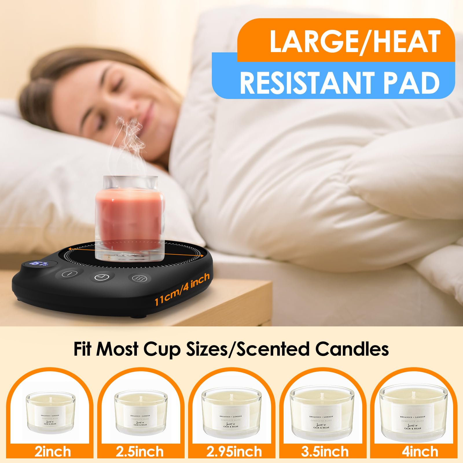 Coffee Mug Warmer - Fastest Heating & Highest Temperature, Coffee Cup Warmer for Desk Auto Shut Off, 4 Temp Settings & 1-12H Timer, Smart Electric Beverage Warmer for Coffee, Tea (Black)