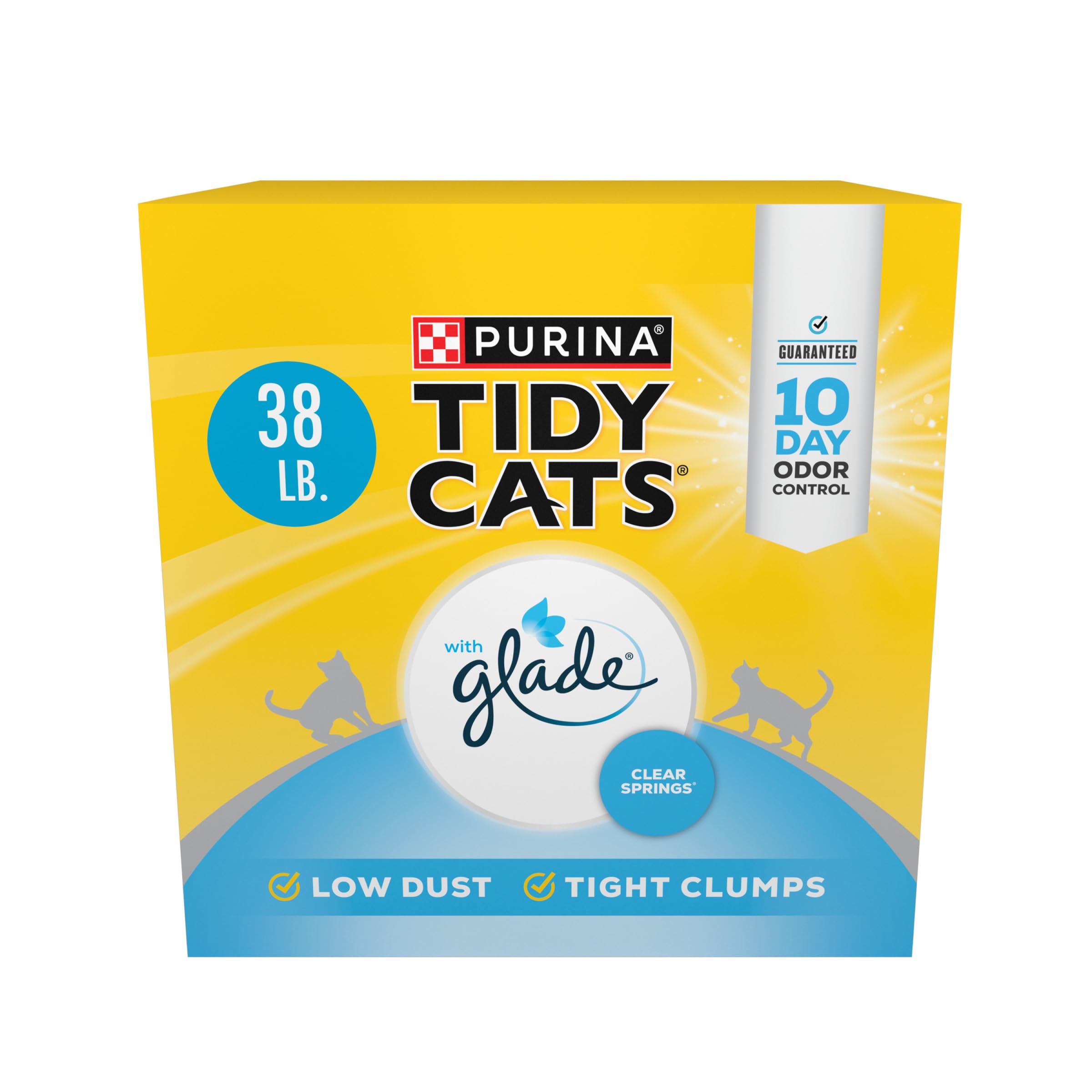 Purina Tidy Cats Lightweight Cat Litter, Clumping Multi Cat, Glade Clear Springs Odor Control, Low Dust, 38 lb. Box