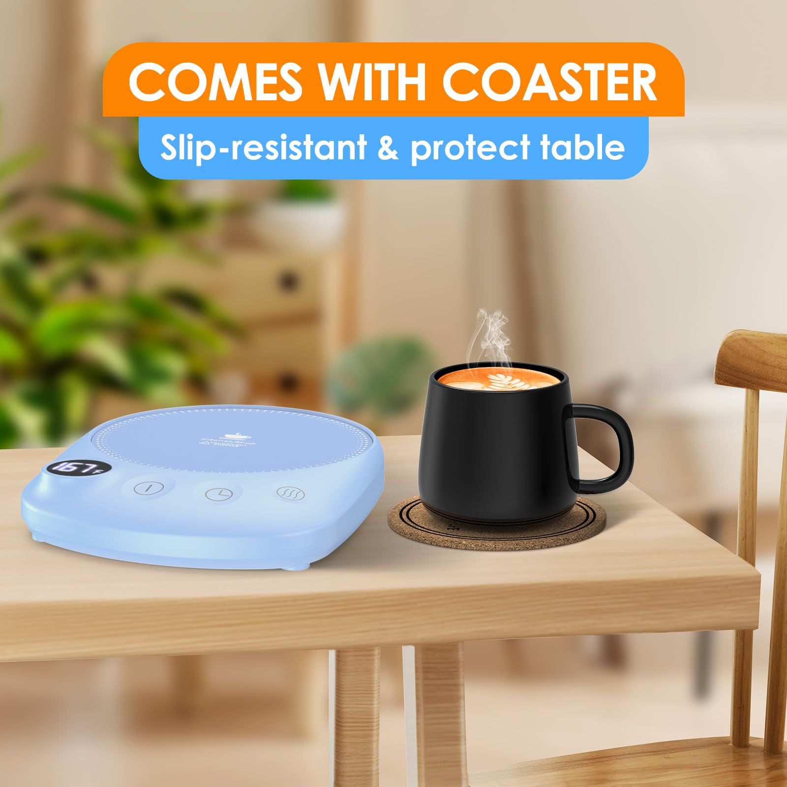 Coffee Mug Warmer - Fastest Heating & Highest Temperature, Coffee Cup Warmer for Desk Auto Shut Off, 4 Temp Settings & 1-12H Timer, Smart Electric Beverage Warmer for Coffee, Tea (Black)