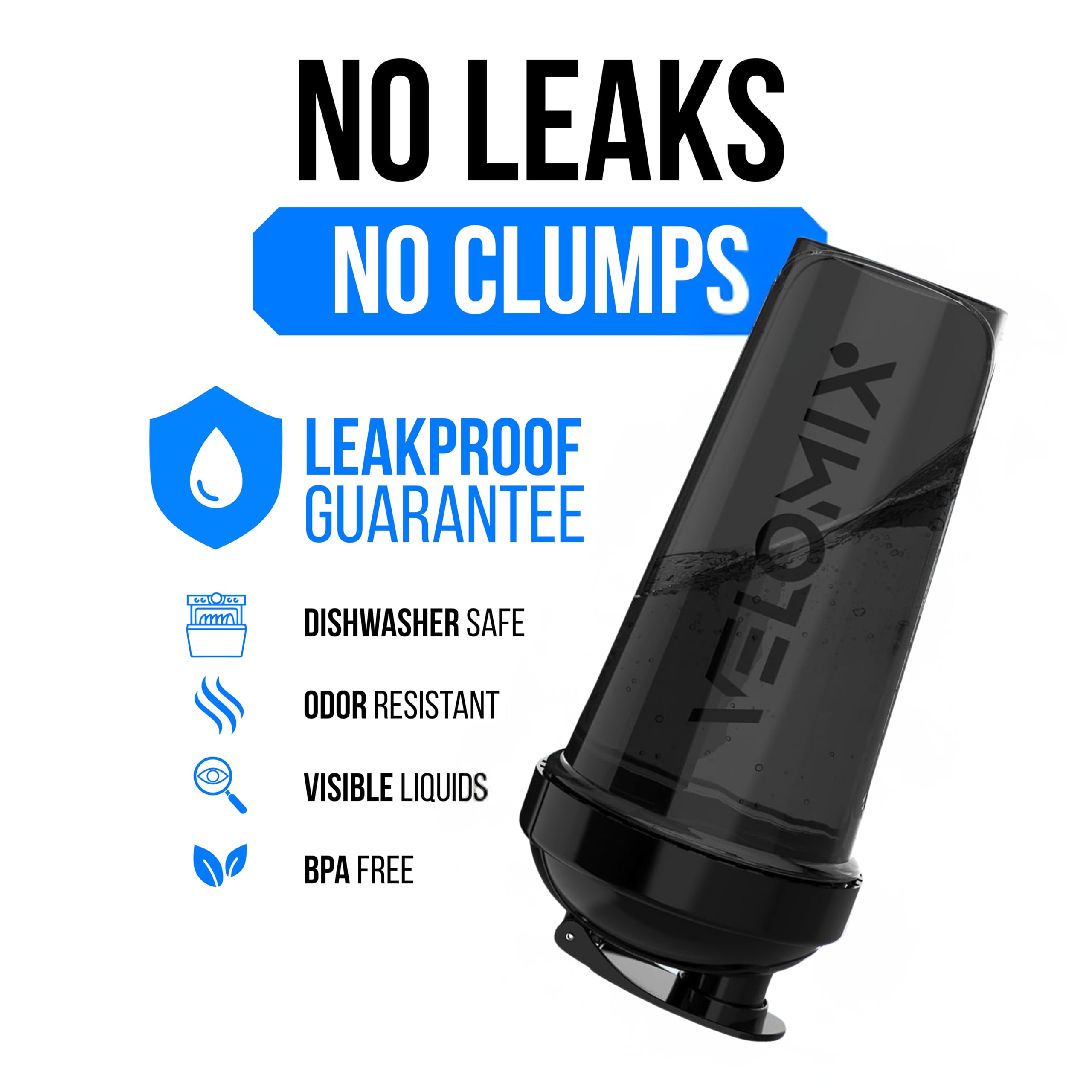 VELOMIX -2 Pack- 28 oz Protein Shaker Bottles for Protein Mixes - 2x Wire Whisk | Leak Proof Shaker Cups for Protein Shakes | Protein Shaker Bottle Pack (Black/Transparent)