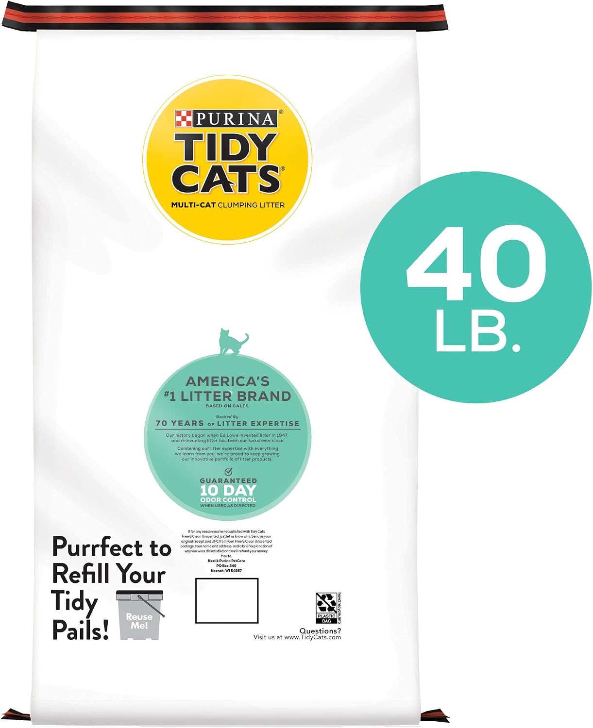 Purina Tidy Cats Free and Clean Unscented Clumping Cat Litter with Odor Control - 38 lb. Box