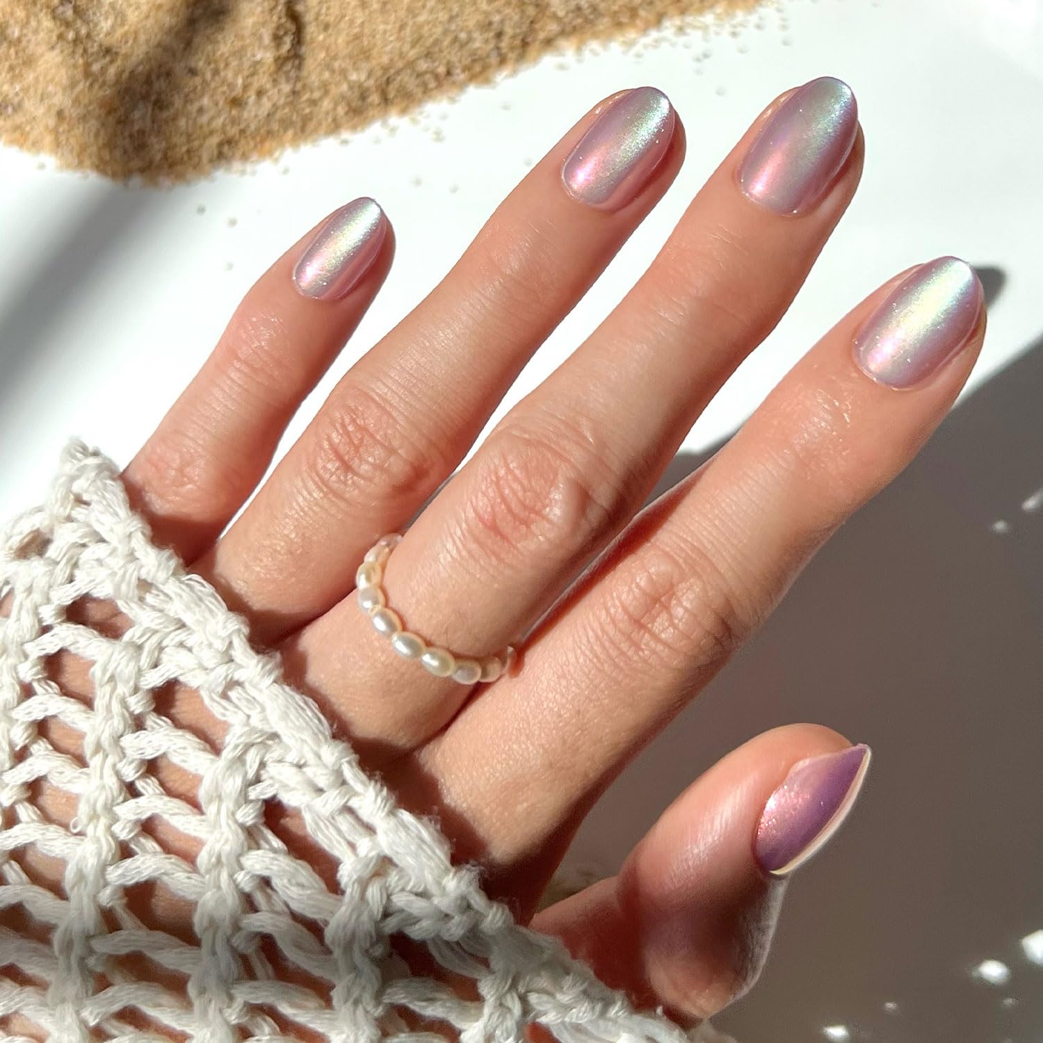 Glamnetic Press On Nails - MaDamn | French Tip UV Finish Short Pointed Almond Fake Nails, Salon Quality Semi-Transparent Nails in 12 Sizes - 24 Nail Kit with Glue
