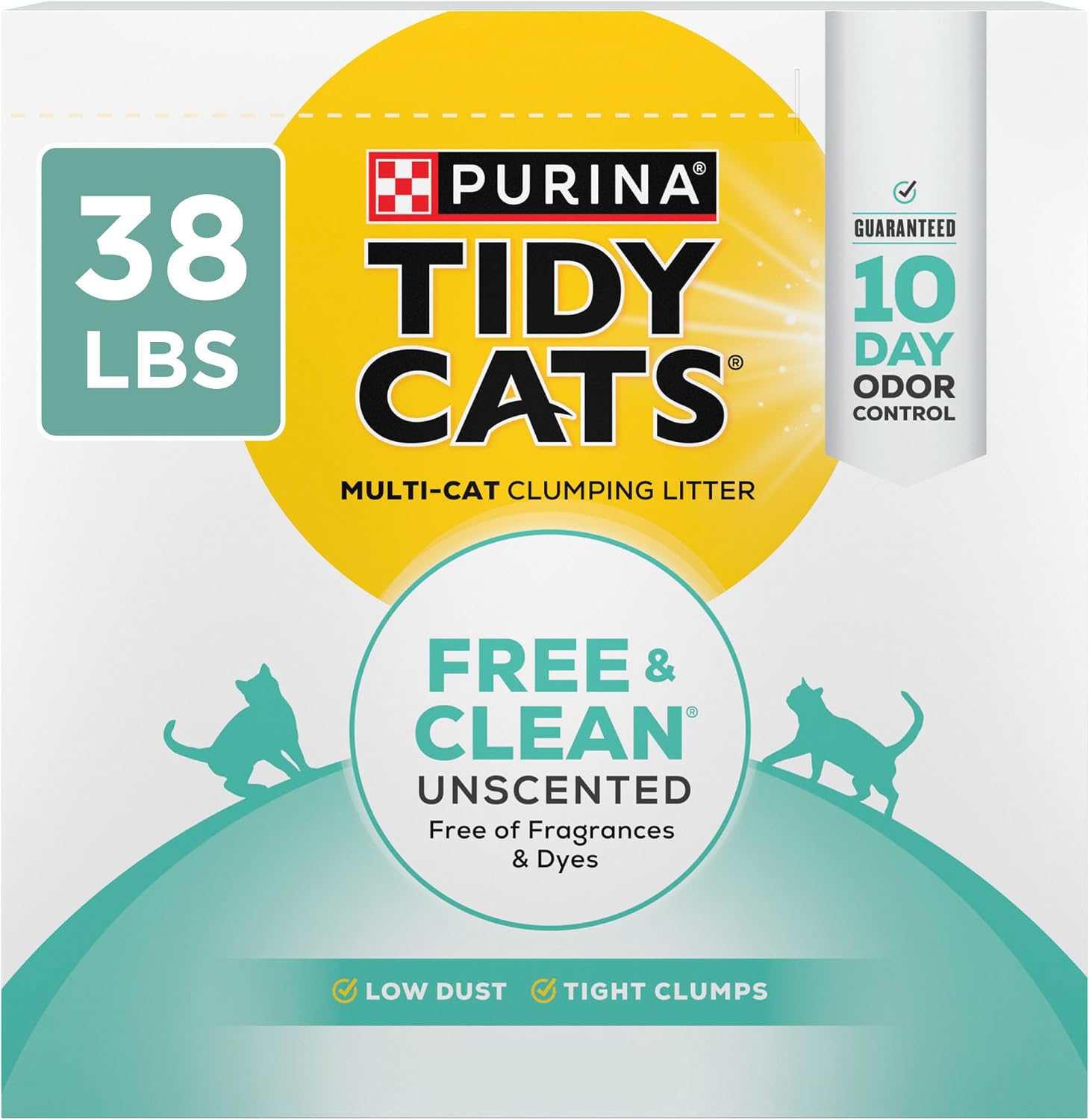 Purina Tidy Cats Free and Clean Unscented Clumping Cat Litter with Odor Control - 38 lb. Box