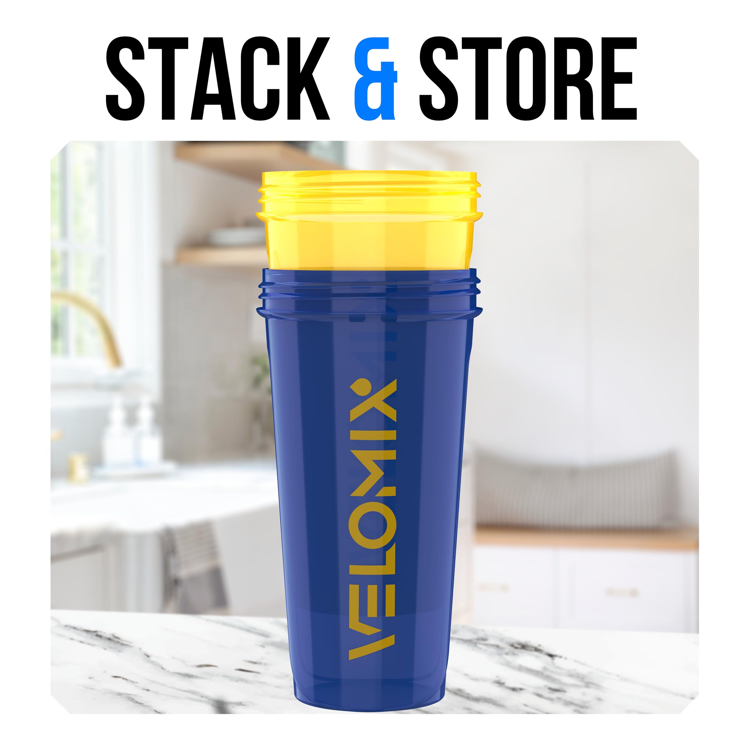 VELOMIX -2 Pack- 28 oz Protein Shaker Bottles for Protein Mixes - 2x Wire Whisk | Leak Proof Shaker Cups for Protein Shakes | Protein Shaker Bottle Pack (Black/Transparent)