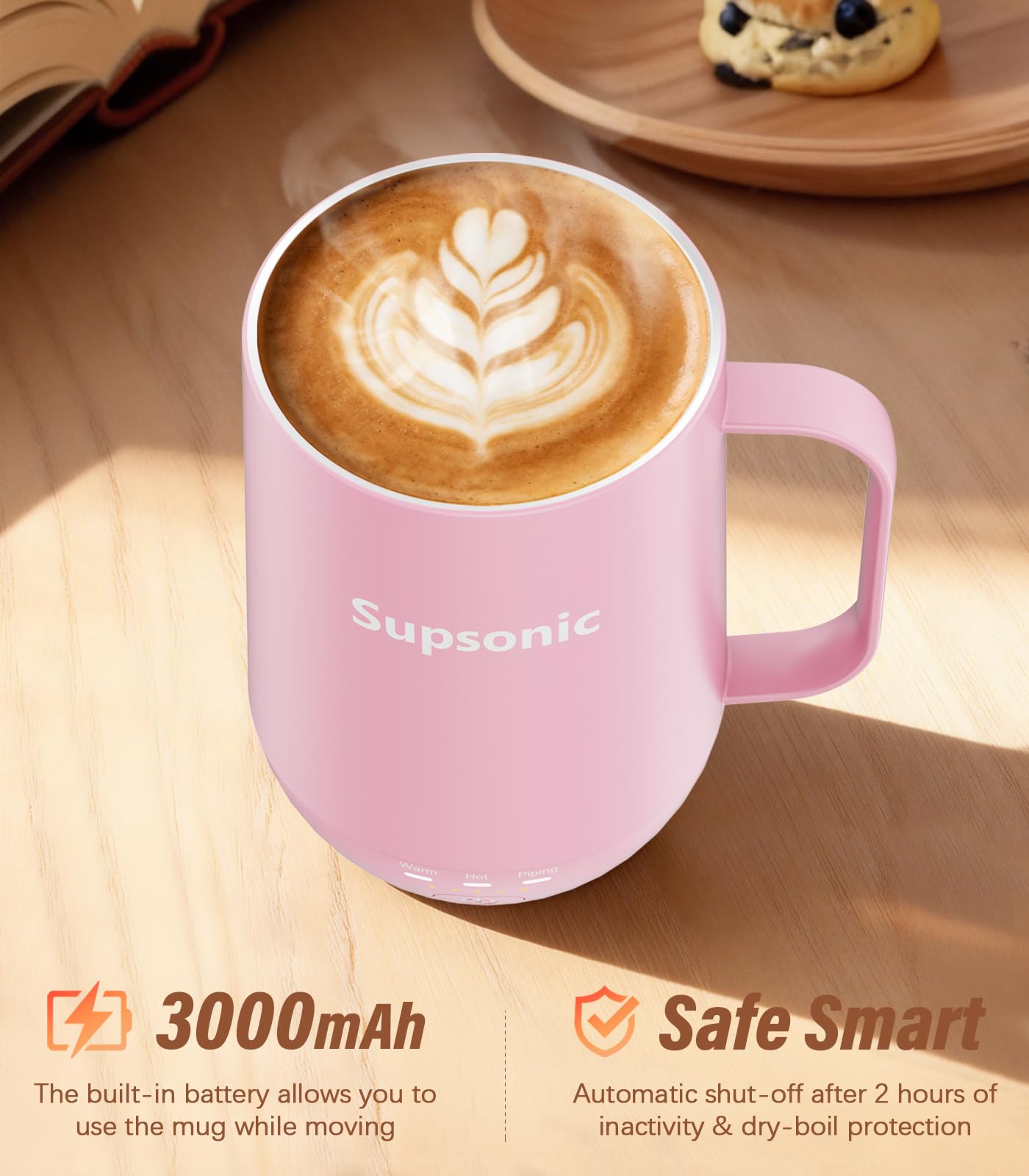 Supsonic - 16oz Self Heating Coffee Mug, Smart Heated Coffee Mug Faster Direct-Contact Heating Up to 149°F, Coffee Mug Warmer Set with Auto Shut-Off - Gifts for Men Women | S2