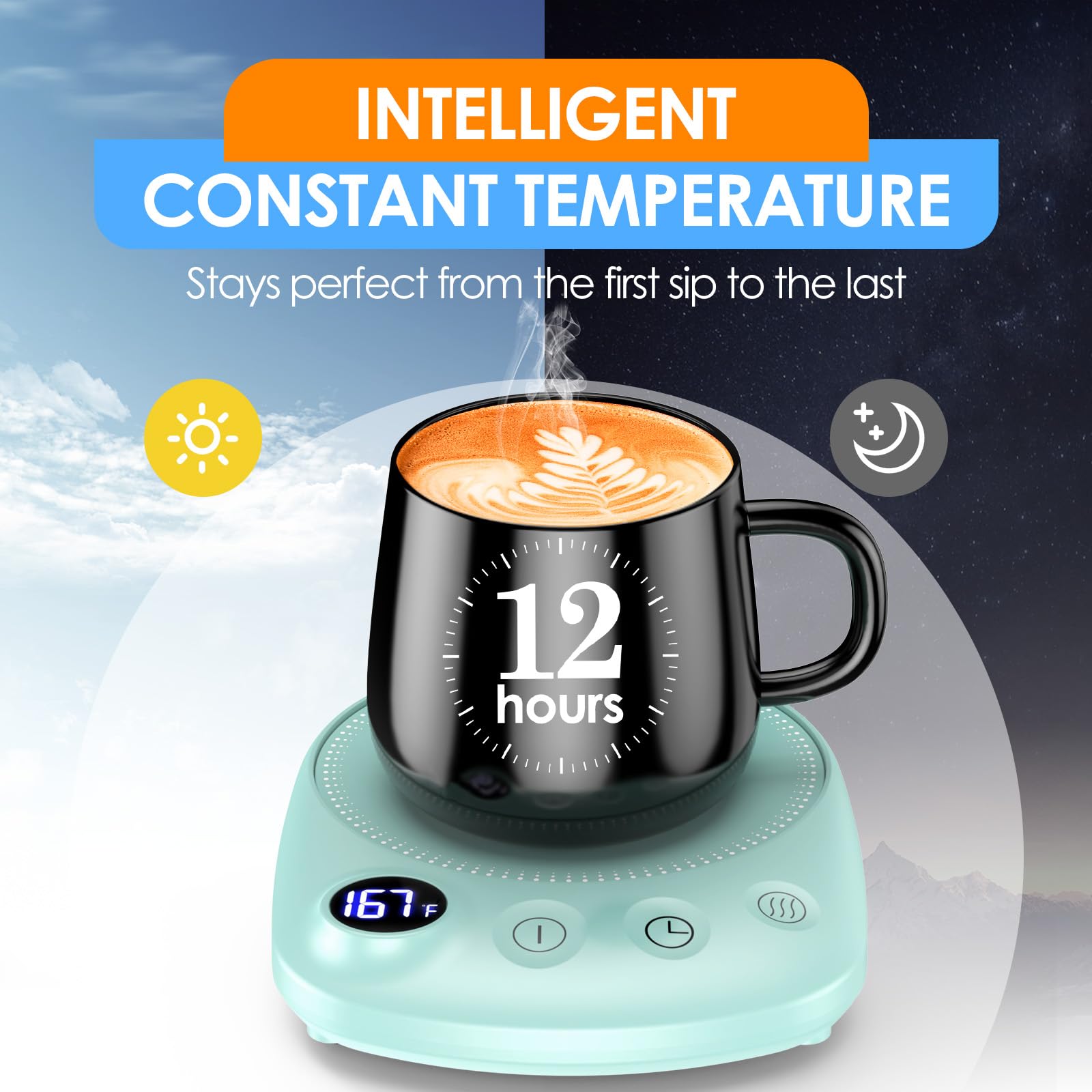 Coffee Mug Warmer - Fastest Heating & Highest Temperature, Coffee Cup Warmer for Desk Auto Shut Off, 4 Temp Settings & 1-12H Timer, Smart Electric Beverage Warmer for Coffee, Tea (Black)