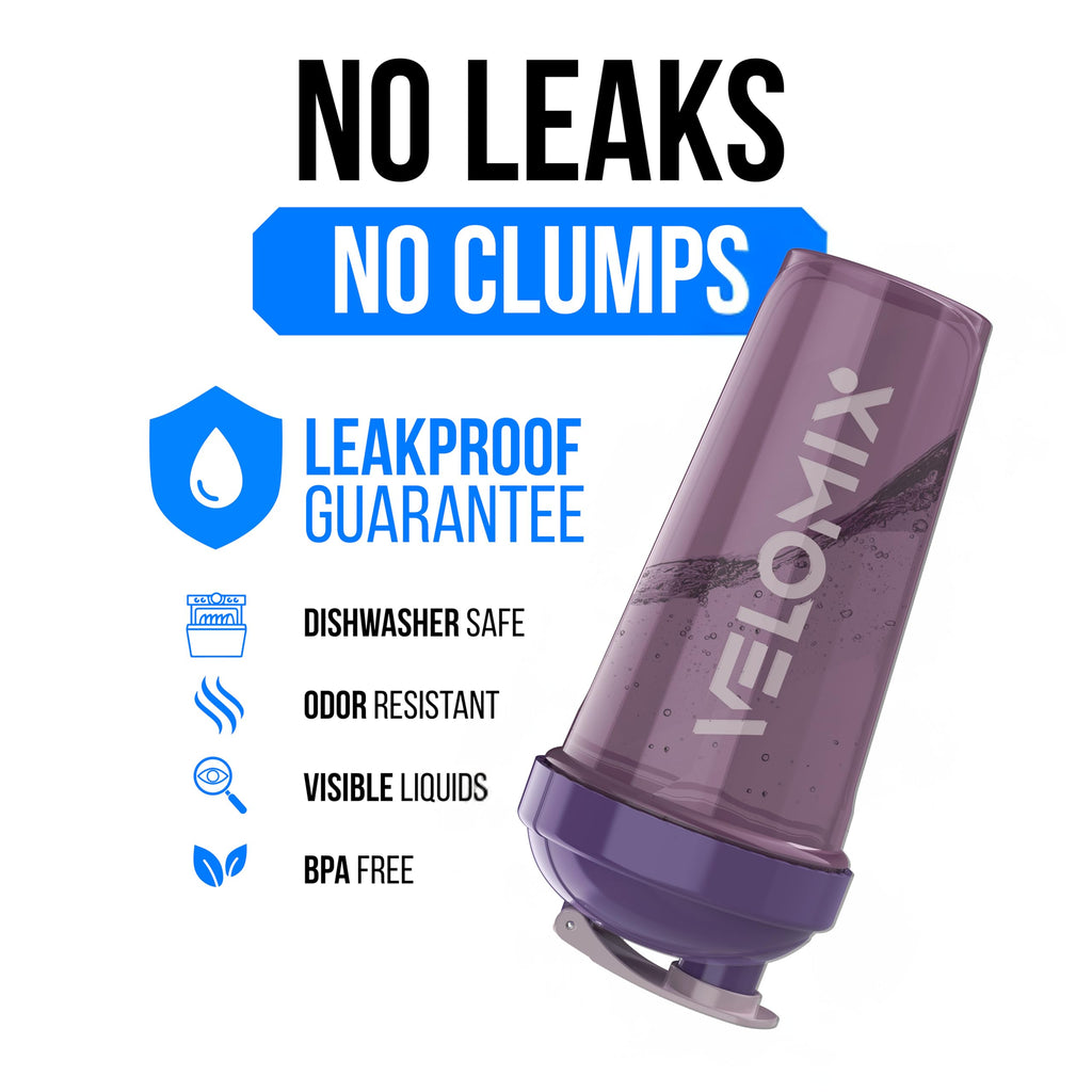 VELOMIX -2 Pack- 28 oz Protein Shaker Bottles for Protein Mixes - 2x Wire Whisk | Leak Proof Shaker Cups for Protein Shakes | Protein Shaker Bottle Pack (Black/Transparent)