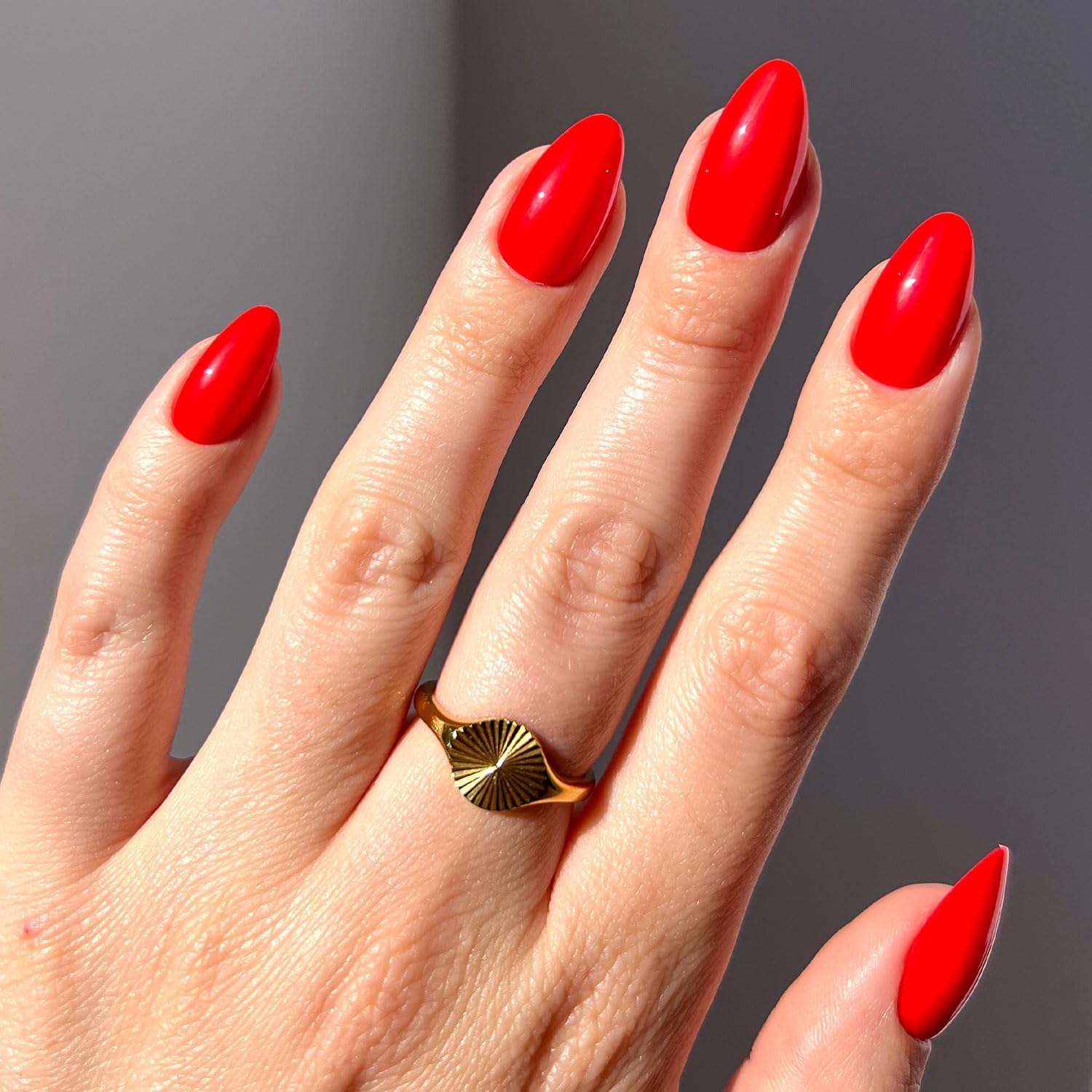 Glamnetic Press On Nails - MaDamn | French Tip UV Finish Short Pointed Almond Fake Nails, Salon Quality Semi-Transparent Nails in 12 Sizes - 24 Nail Kit with Glue
