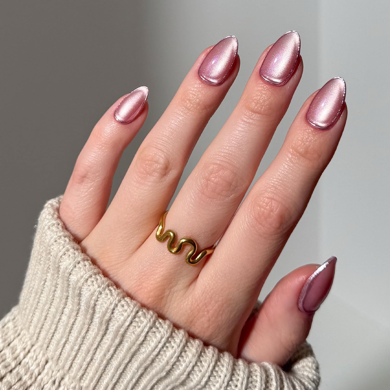 Glamnetic Press On Nails - MaDamn | French Tip UV Finish Short Pointed Almond Fake Nails, Salon Quality Semi-Transparent Nails in 12 Sizes - 24 Nail Kit with Glue