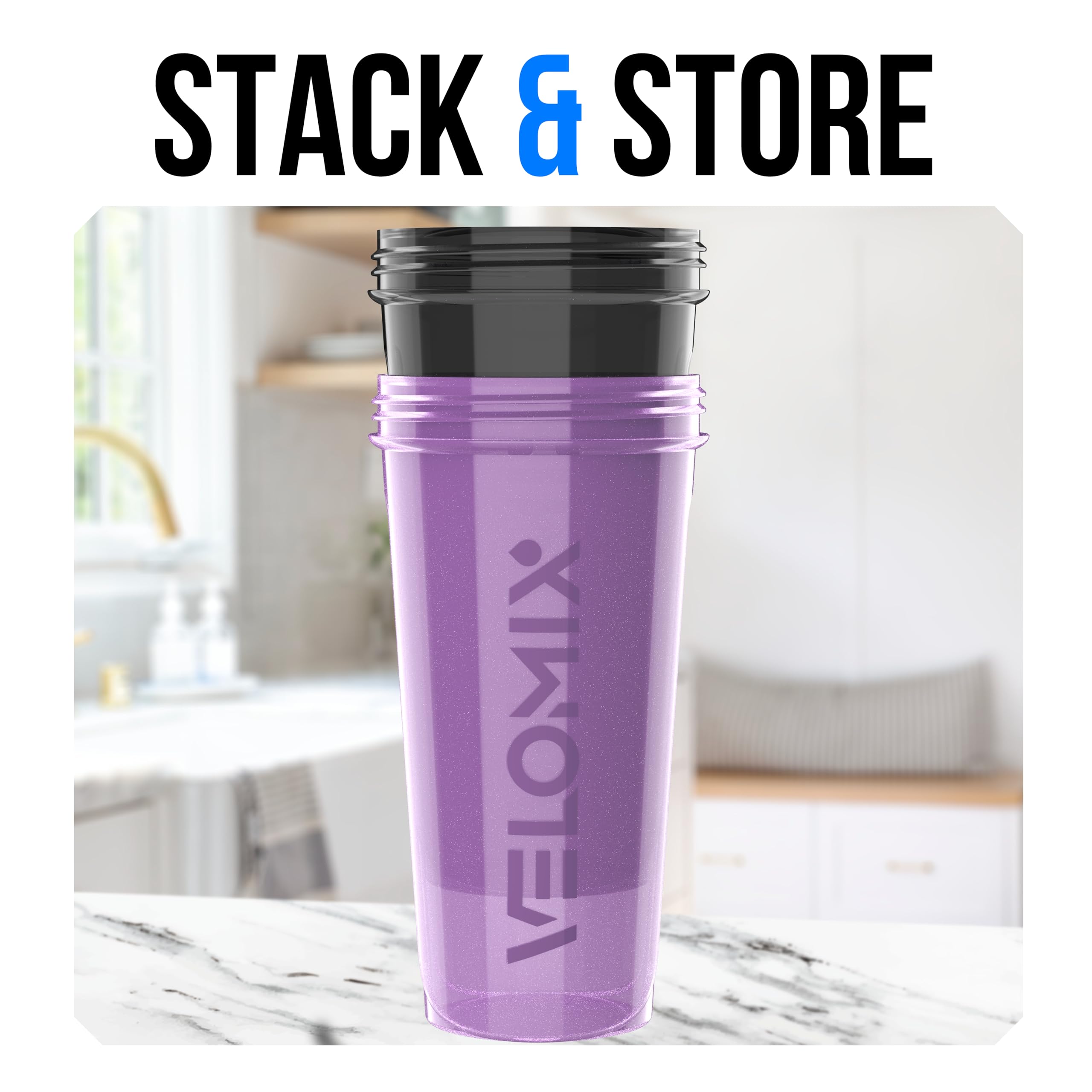 VELOMIX -2 Pack- 28 oz Protein Shaker Bottles for Protein Mixes - 2x Wire Whisk | Leak Proof Shaker Cups for Protein Shakes | Protein Shaker Bottle Pack (Black/Transparent)
