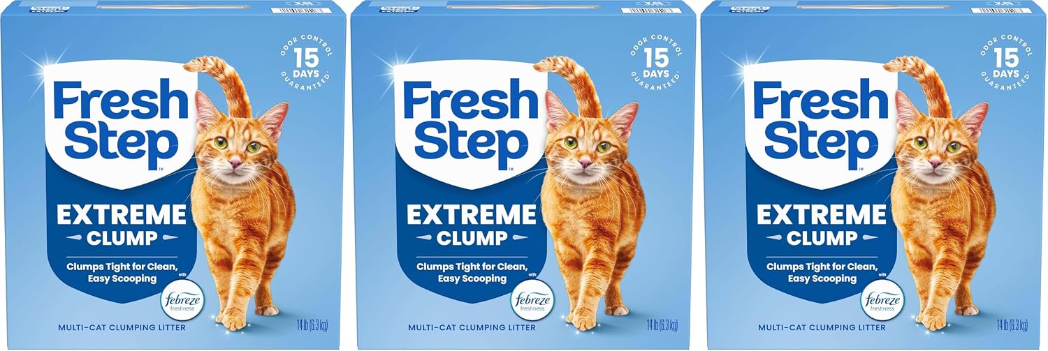 Fresh Step Odor Shield Multi Cat Clumping Cat Litter with Febreze Freshness, Low Dust, Odor Control with Ammonia Block Technology, Compatible in Automatic Litter Boxes, 14 lb.