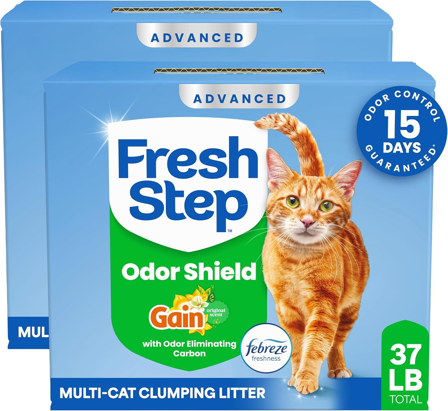 Fresh Step Odor Shield Multi Cat Clumping Cat Litter with Febreze Freshness, Low Dust, Odor Control with Ammonia Block Technology, Compatible in Automatic Litter Boxes, 14 lb.