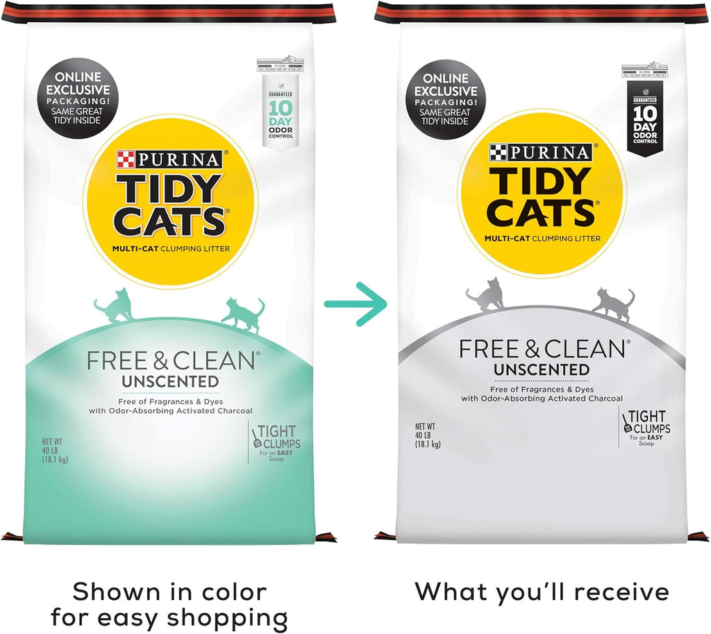 Purina Tidy Cats Free and Clean Unscented Clumping Cat Litter with Odor Control - 38 lb. Box