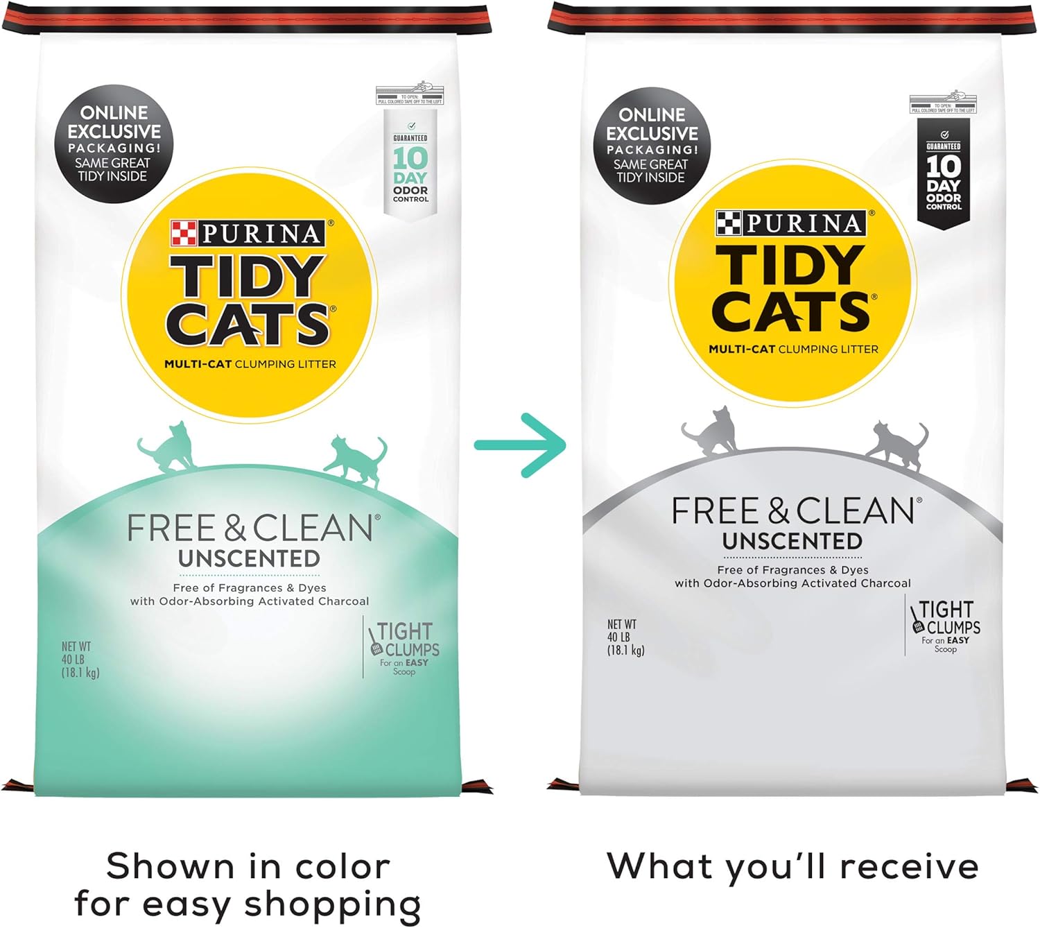 Purina Tidy Cats Free and Clean Unscented Clumping Cat Litter with Odor Control - 38 lb. Box