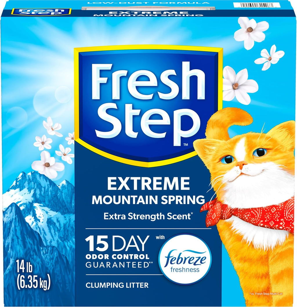 Fresh Step Odor Shield Multi Cat Clumping Cat Litter with Febreze Freshness, Low Dust, Odor Control with Ammonia Block Technology, Compatible in Automatic Litter Boxes, 14 lb.