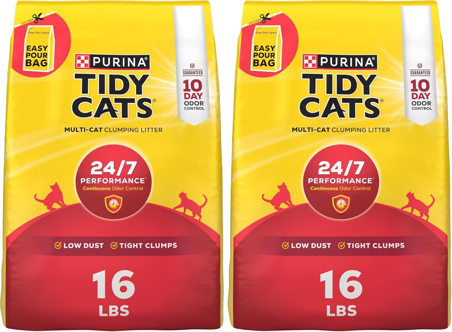 Purina Tidy Cats Clumping Cat Litter Odor Control, 24/7 Performance Multi Cat Litter - 16 lb. Bag