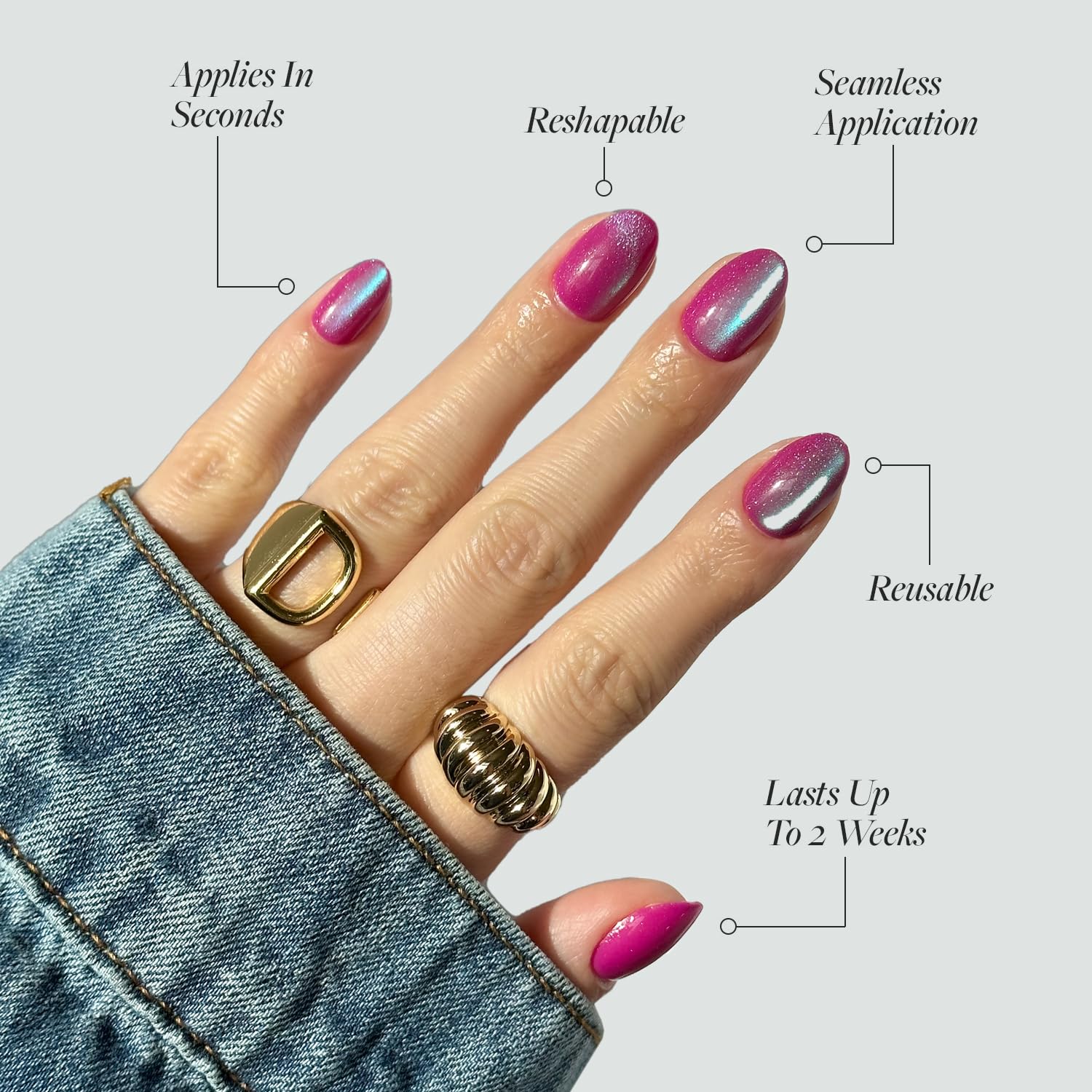Glamnetic Press On Nails - MaDamn | French Tip UV Finish Short Pointed Almond Fake Nails, Salon Quality Semi-Transparent Nails in 12 Sizes - 24 Nail Kit with Glue