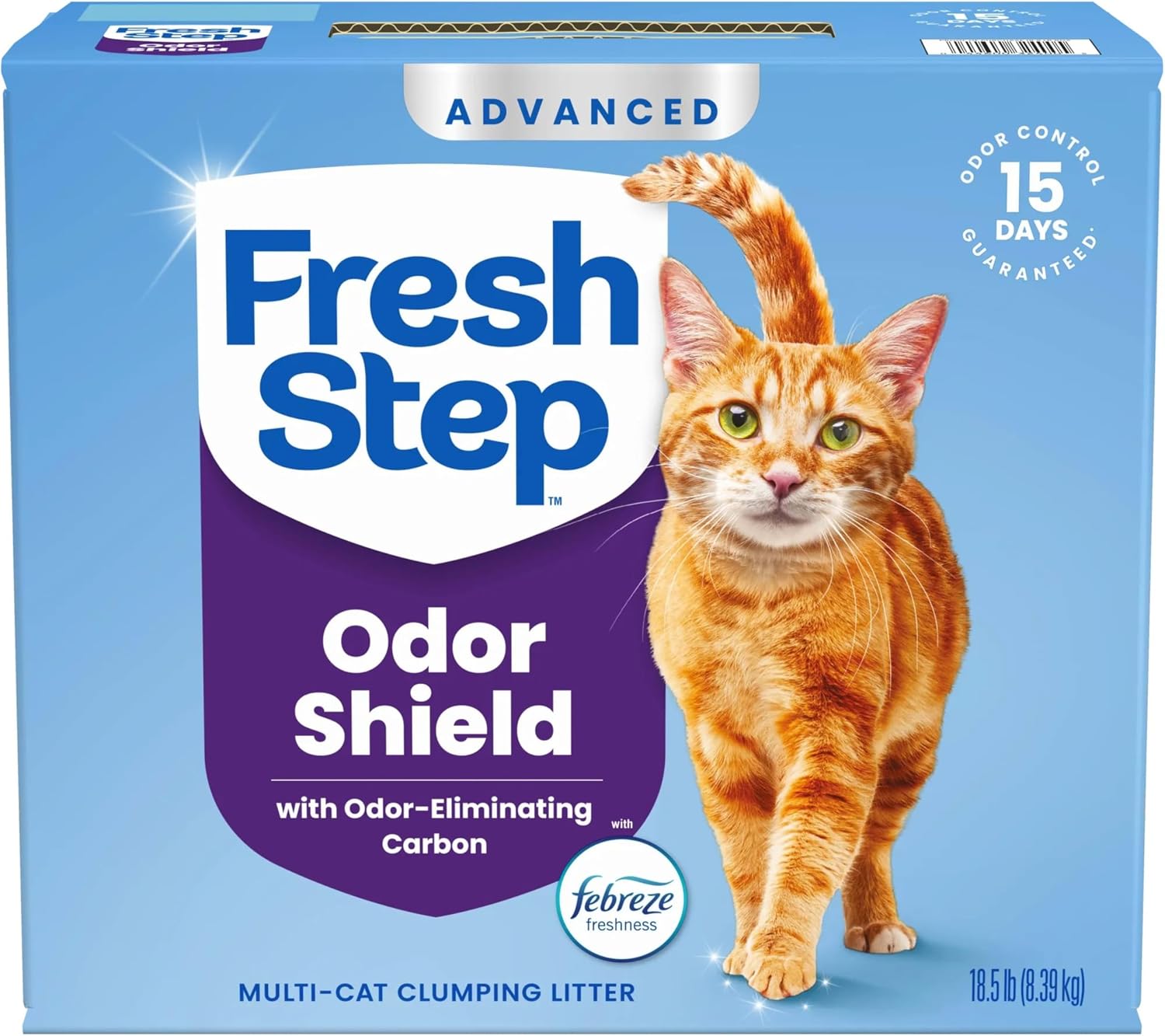 Fresh Step Odor Shield Multi Cat Clumping Cat Litter with Febreze Freshness, Low Dust, Odor Control with Ammonia Block Technology, Compatible in Automatic Litter Boxes, 14 lb.