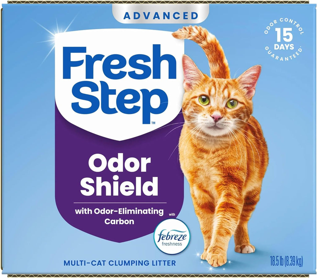 Fresh Step Odor Shield Multi Cat Clumping Cat Litter with Febreze Freshness, Low Dust, Odor Control with Ammonia Block Technology, Compatible in Automatic Litter Boxes, 14 lb.
