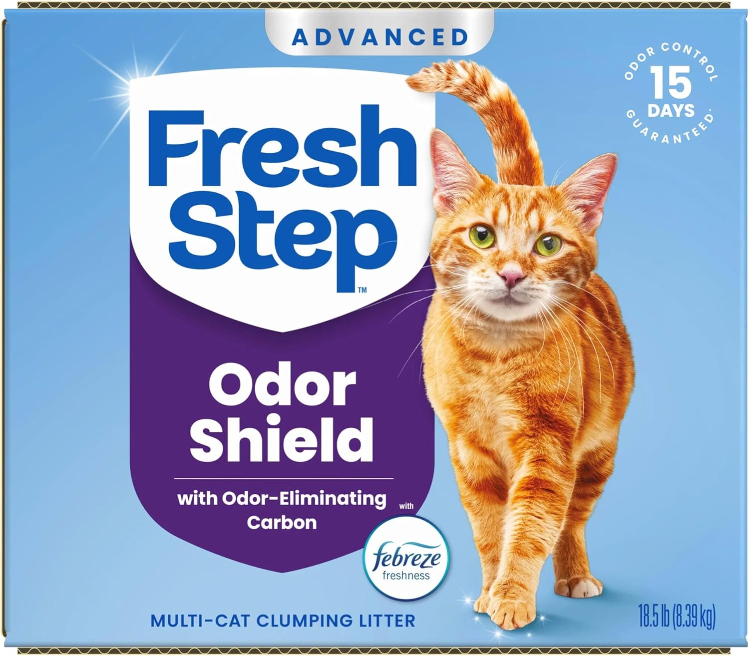 Fresh Step Odor Shield Multi Cat Clumping Cat Litter with Febreze Freshness, Low Dust, Odor Control with Ammonia Block Technology, Compatible in Automatic Litter Boxes, 14 lb.