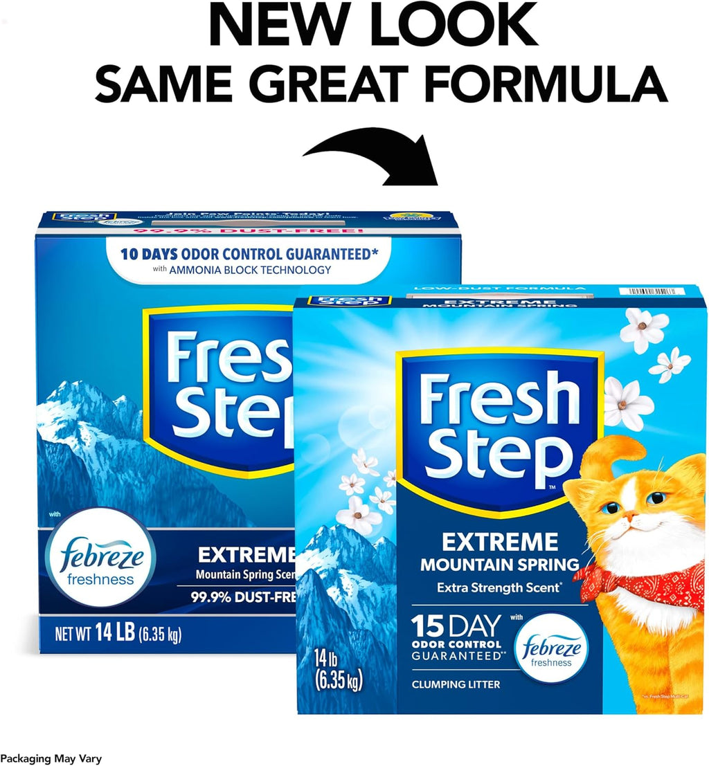 Fresh Step Odor Shield Multi Cat Clumping Cat Litter with Febreze Freshness, Low Dust, Odor Control with Ammonia Block Technology, Compatible in Automatic Litter Boxes, 14 lb.