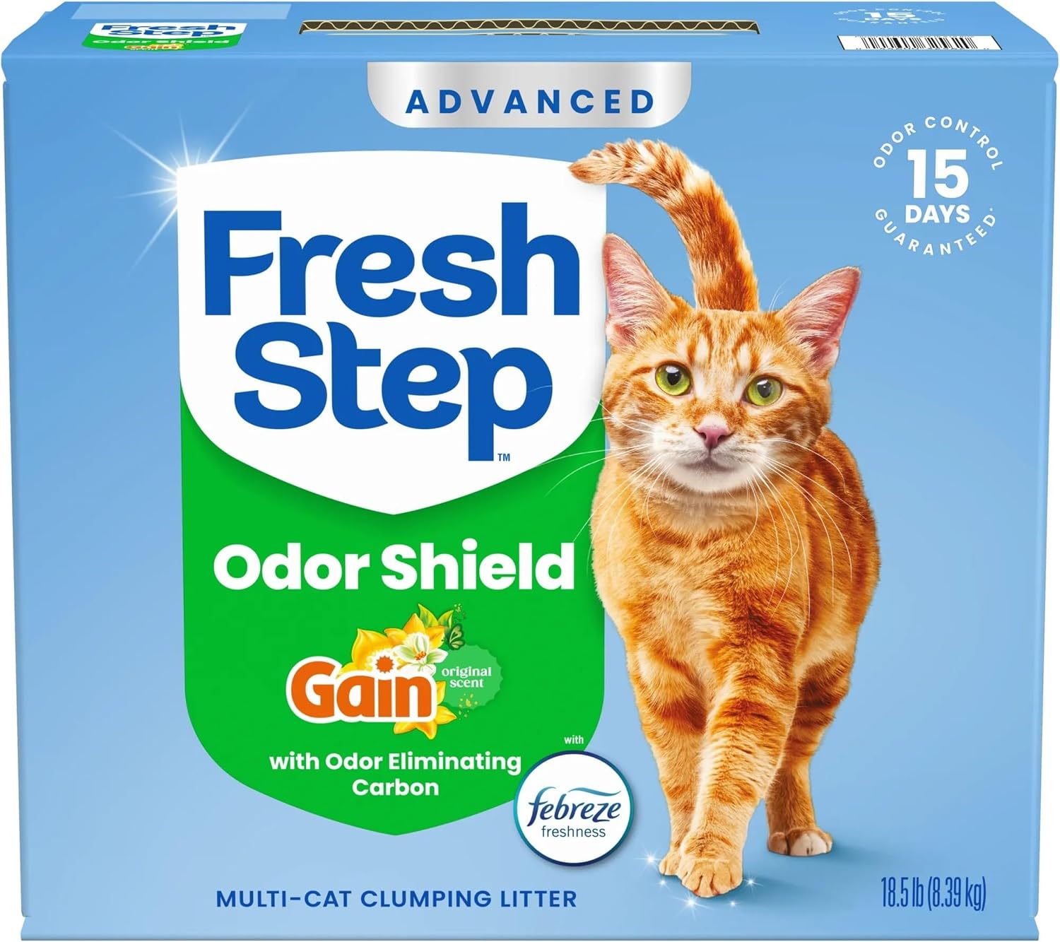 Fresh Step Odor Shield Multi Cat Clumping Cat Litter with Febreze Freshness, Low Dust, Odor Control with Ammonia Block Technology, Compatible in Automatic Litter Boxes, 14 lb.