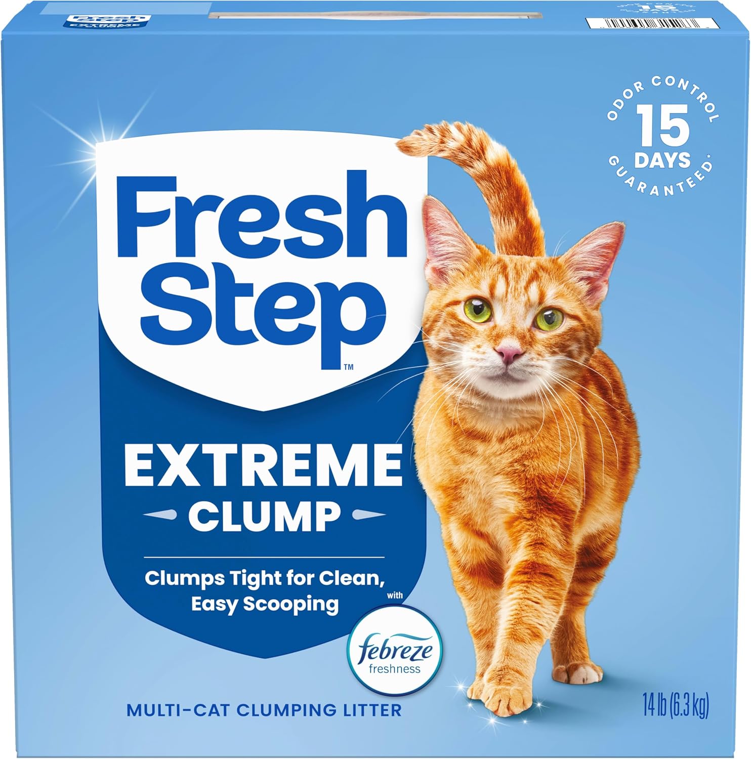 Fresh Step Odor Shield Multi Cat Clumping Cat Litter with Febreze Freshness, Low Dust, Odor Control with Ammonia Block Technology, Compatible in Automatic Litter Boxes, 14 lb.