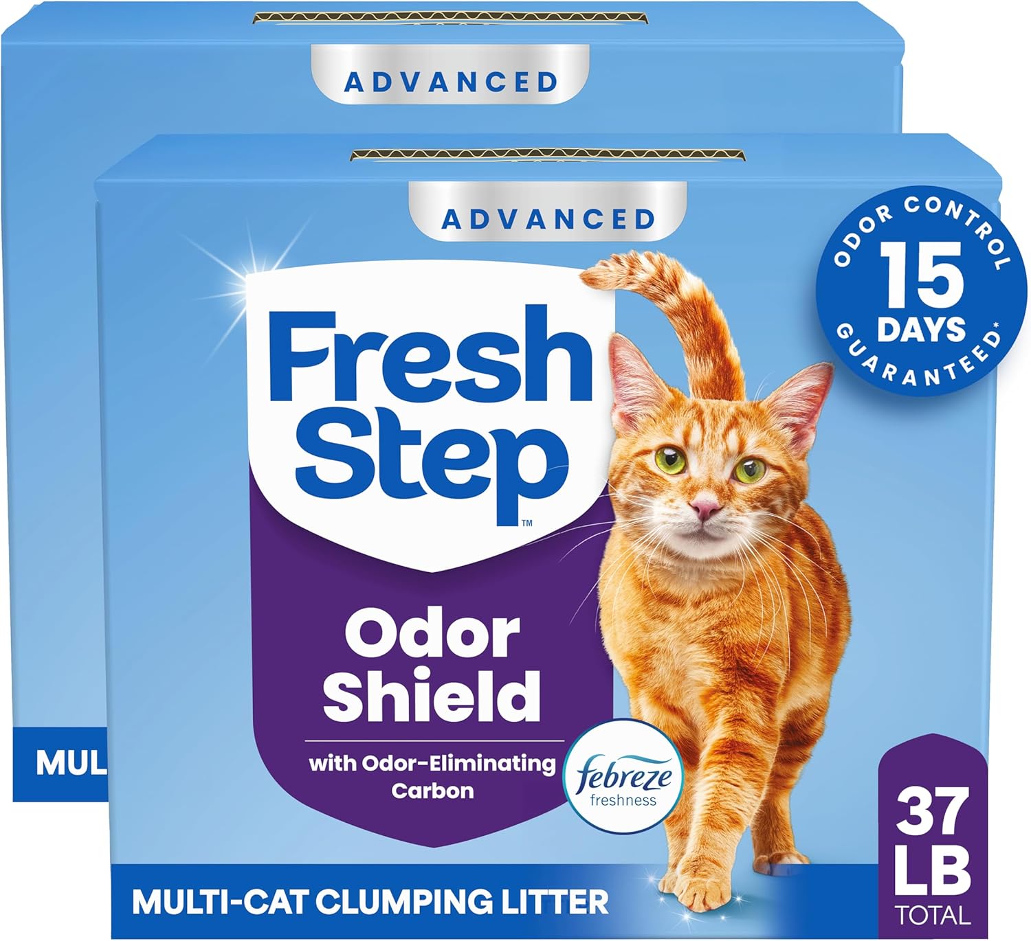 Fresh Step Odor Shield Multi Cat Clumping Cat Litter with Febreze Freshness, Low Dust, Odor Control with Ammonia Block Technology, Compatible in Automatic Litter Boxes, 14 lb.